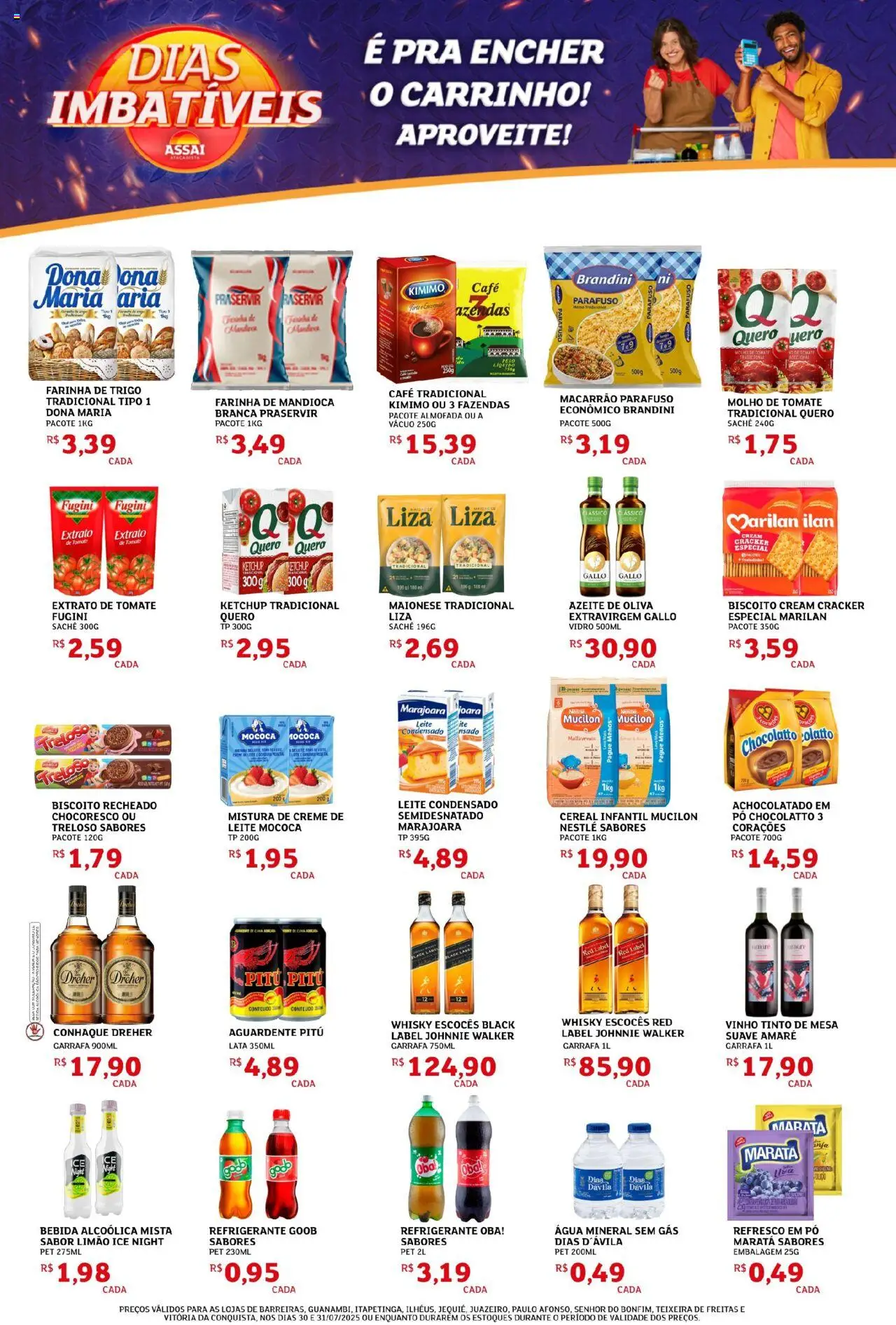 Assaí Atacadista Folheto - válido de 30.07.2025 | Página: 2 | Produtos: Conhaque, Farinha de mandioca, Biscoito recheado, Leite condensado