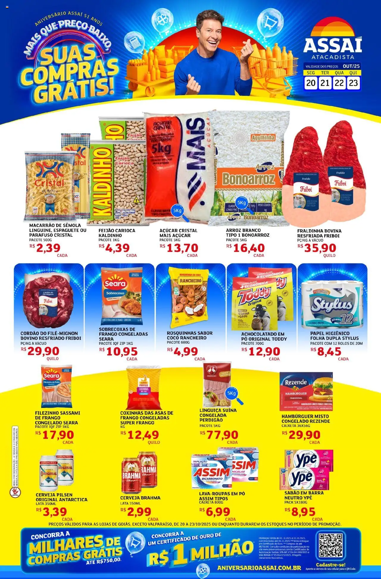 Assaí Atacadista Folheto - válido de 20.10.2025 | Página: 1 | Produtos: Celular, Cerveja, Carne, Cálcio