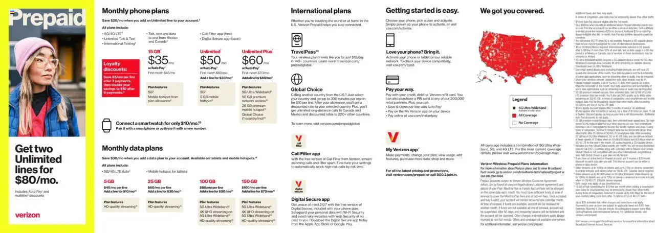 Verizon Prepaid Brochure - valid from 01.11.2024 | Page: 1 | Products: Smartwatch, Phone, Tablet, Video