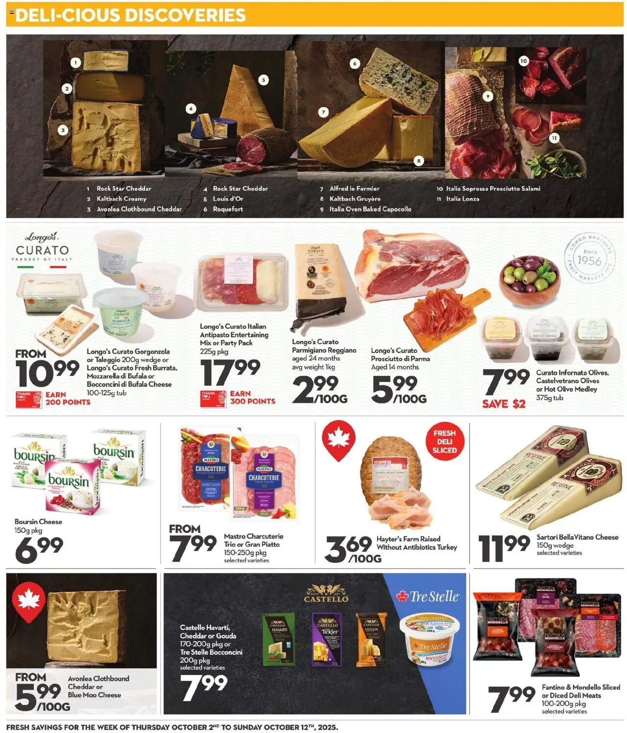 Longo's flyer valid from 02.10.2025 | Page: 11 | Products: Turkey, Oven, Cheese, Salami