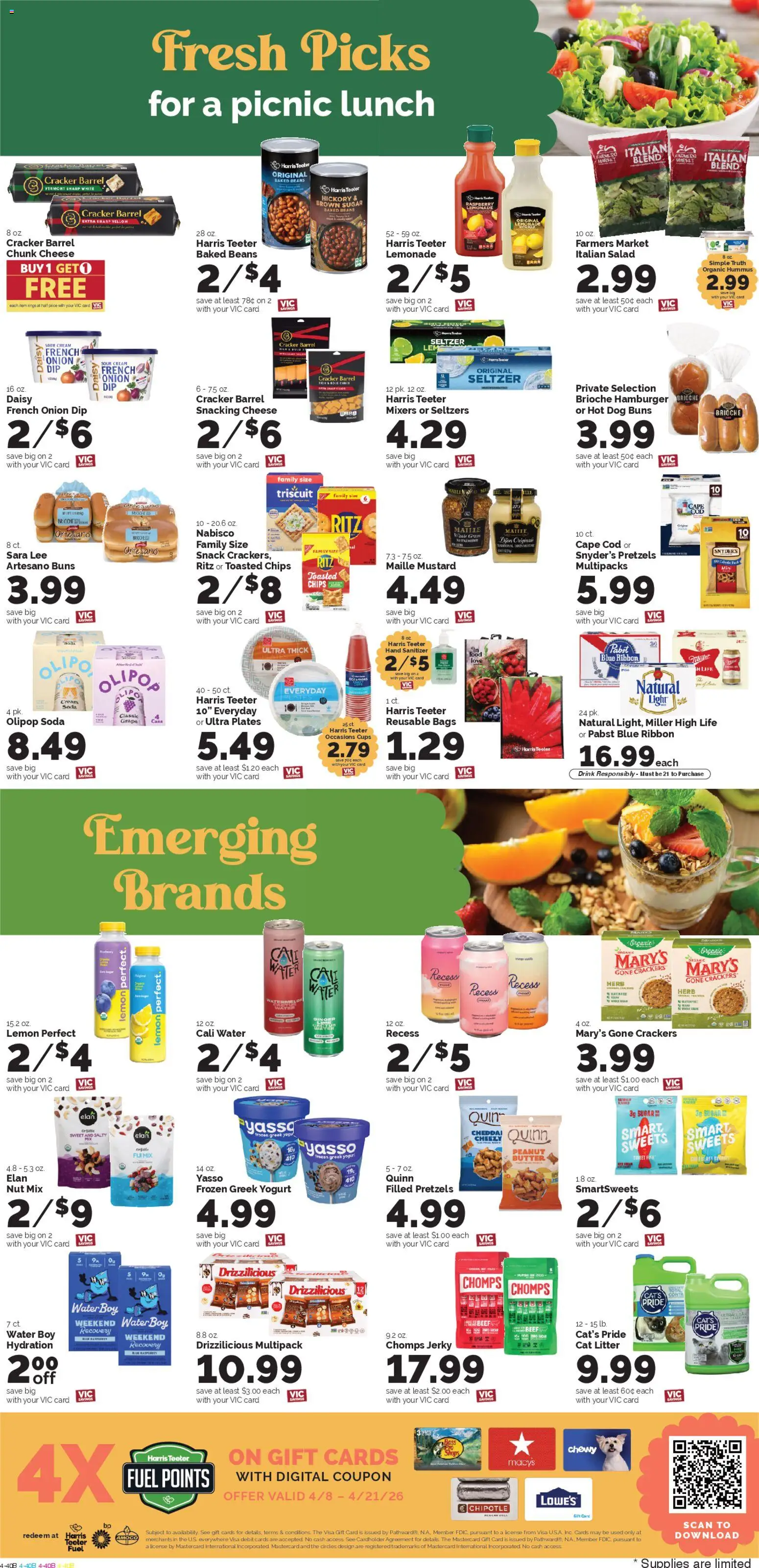 Harris Teeter Weekly Ad - SC - valid from 08.04.2026 | Page: 7 | Products: Yogurt, Cream, Salad, Water