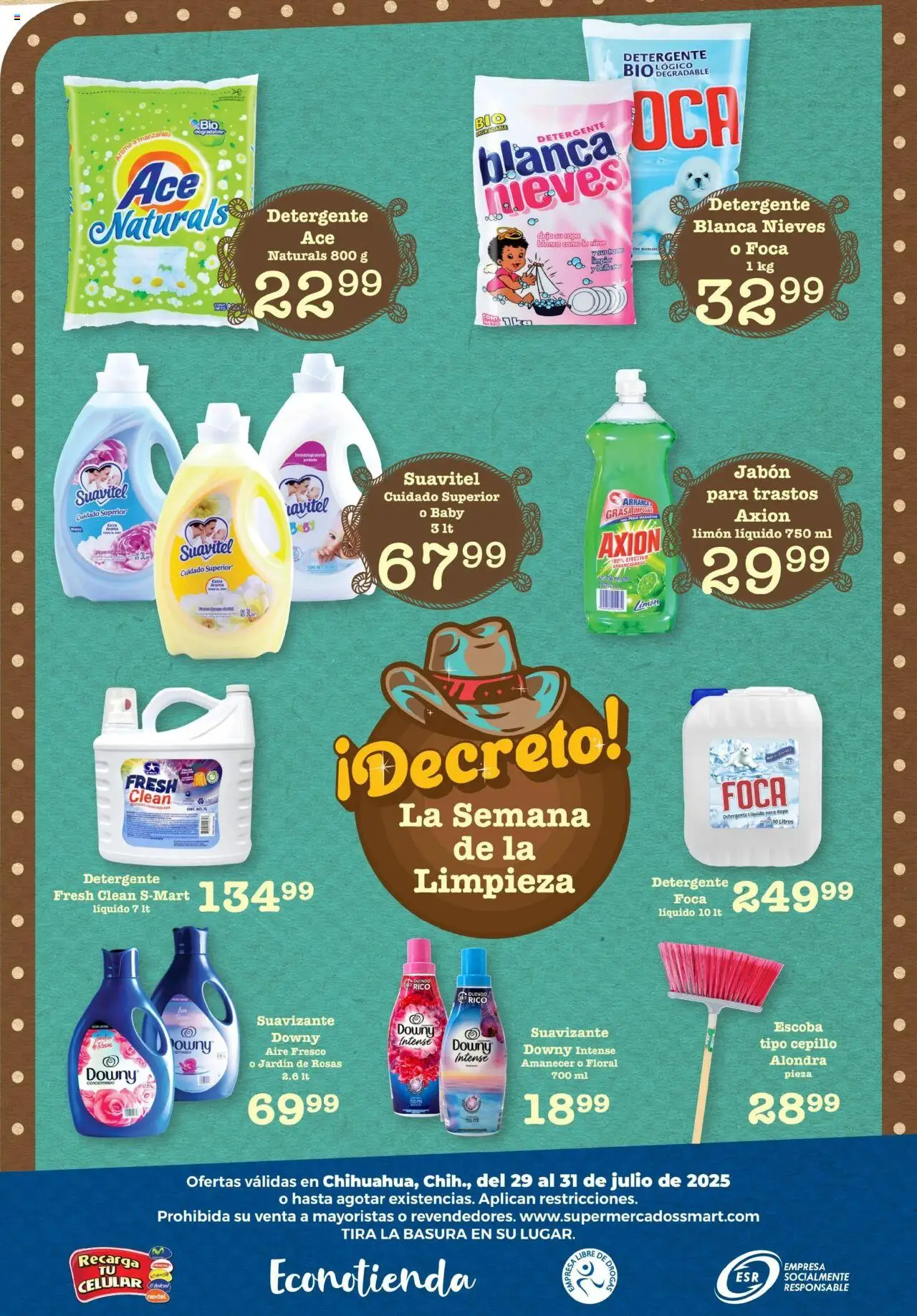 Nuevas ofertas de S-Mart válidas en toda la República Mexicana desde el 29.07.2025. ¡Encuentra las mejores ofertas en S-Mart - Folleto - Chihuahua! | Página: 6 | Productos: Detergente, Suavizante, Ropa, Jabón