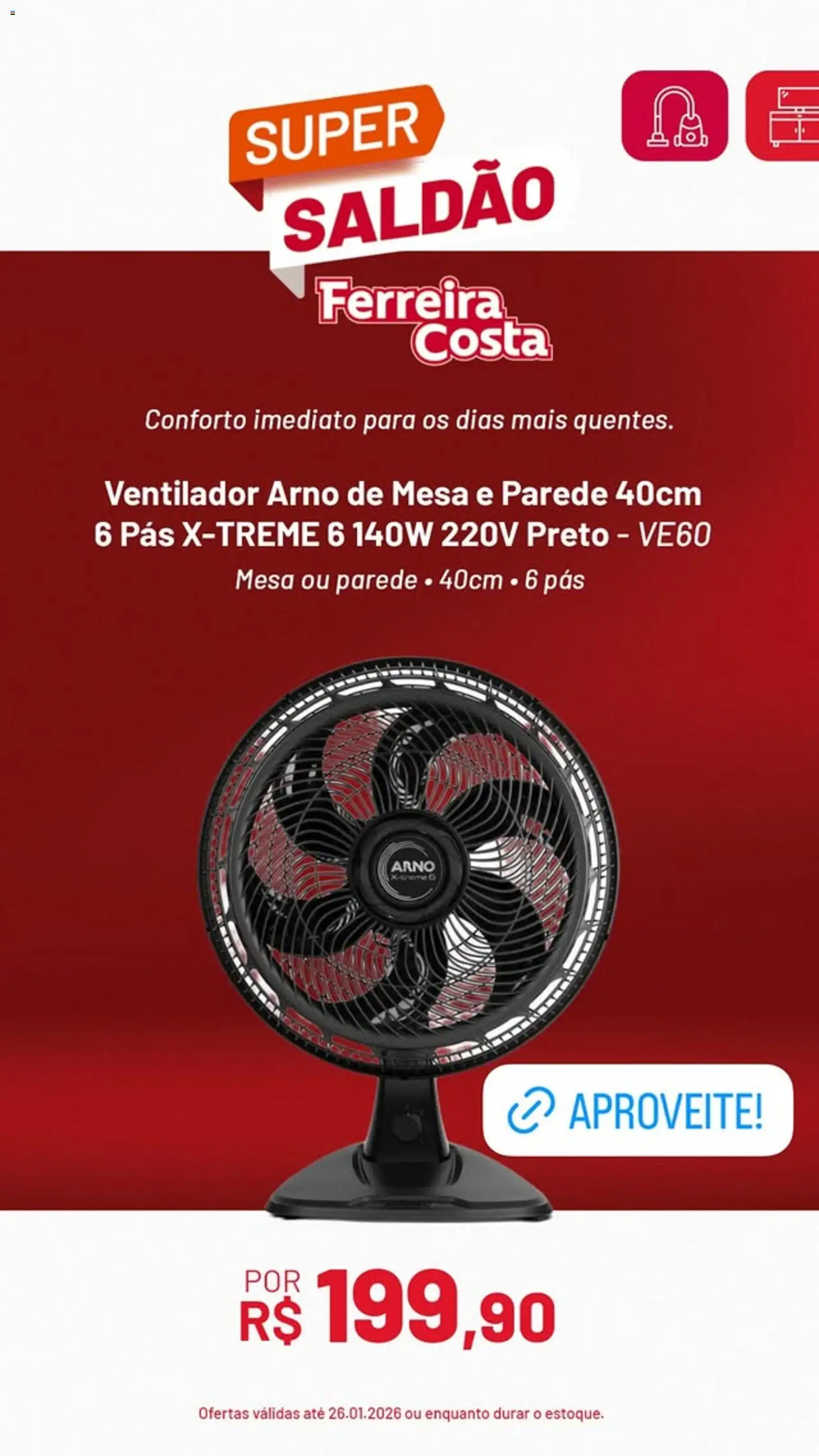 Ferreira Costa Folheto - válido de 06.01.2026 | Página: 3 | Produtos: Ventilador, Mesa