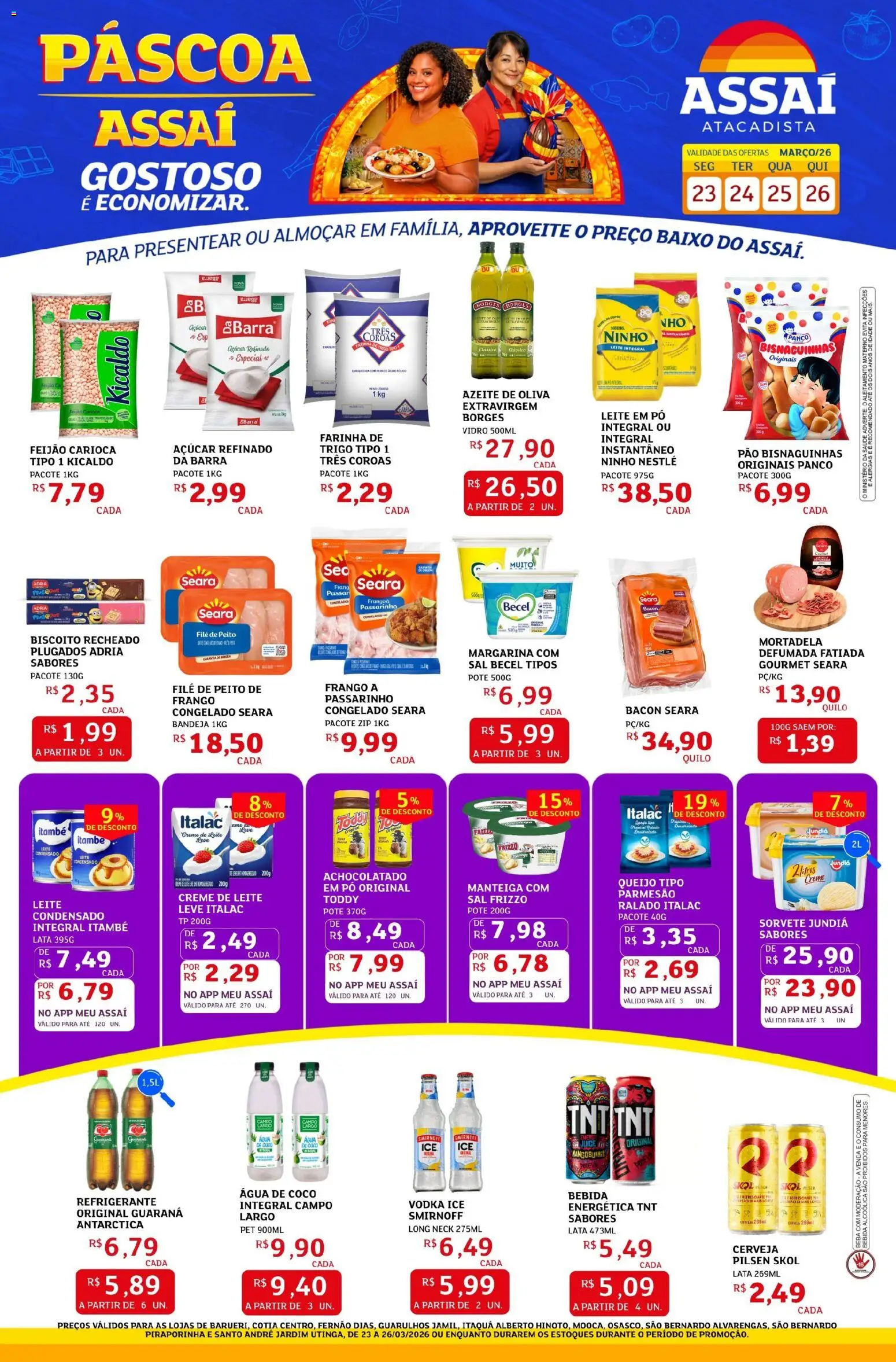 Assaí Atacadista Folheto - válido de 23.03.2026 | Página: 1 | Produtos: Feijão, Achocolatado, Bebida, Margarina