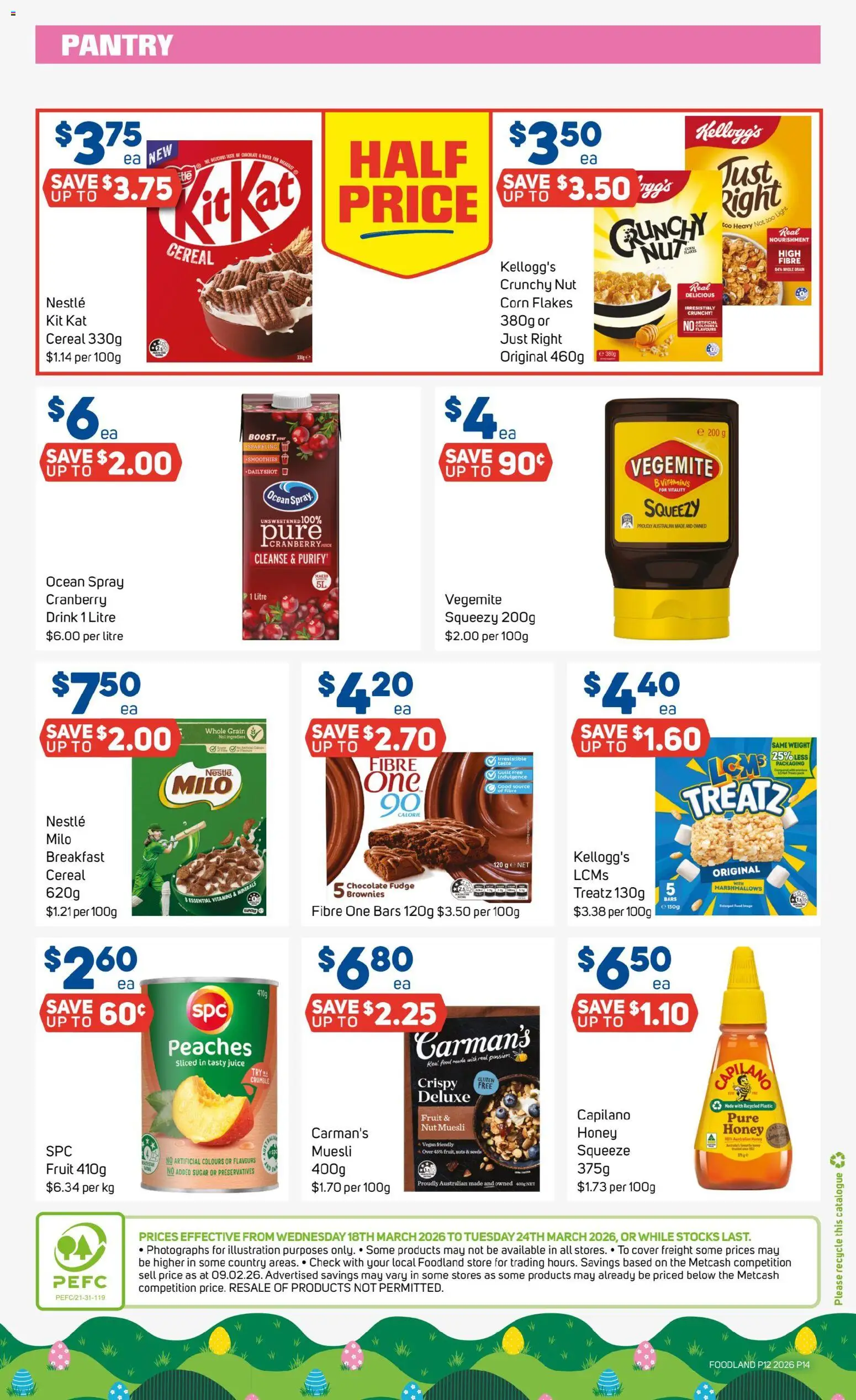 Foodland catalogue - valid from 18.03.2026 | Page: 14 | Products: Light, Juice, Cereal, Flakes