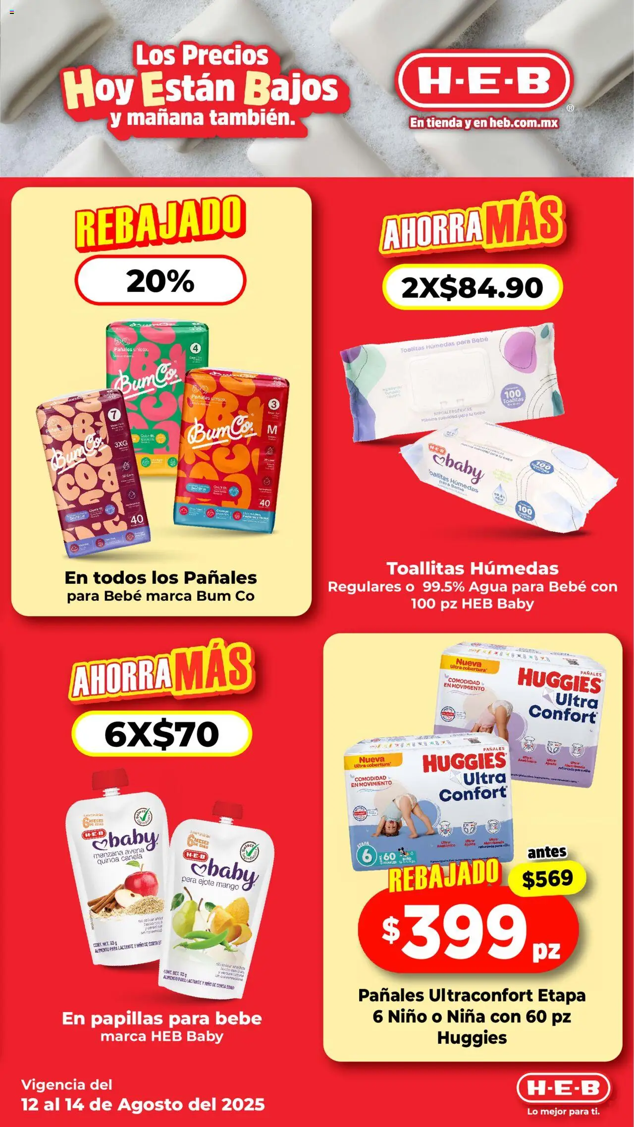 Nuevas ofertas de H-E-B válidas en toda la República Mexicana desde el 12.08.2025. ¡Encuentra las mejores ofertas en H-E-B - Folleto! | Página: 7 | Productos: Manzana, Agua, Mango, Pañales