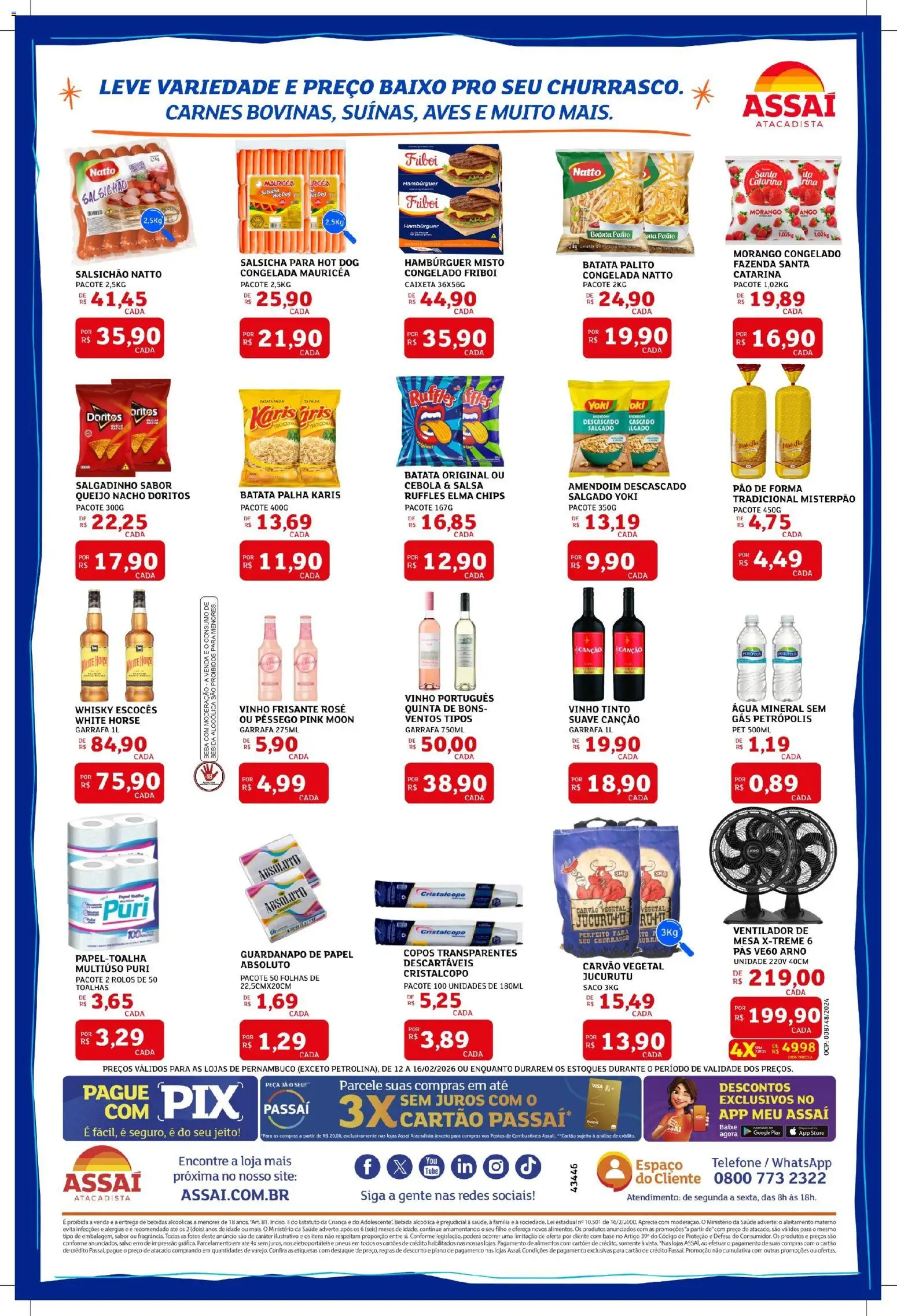 Assaí Atacadista Folheto - válido de 12.02.2026 | Página: 2 | Produtos: Pêssego, Elma Chips, Batata palha, Batata