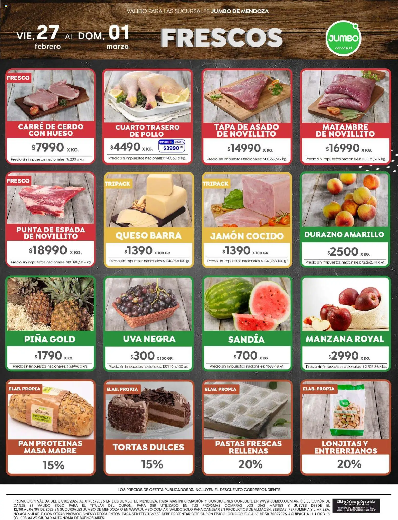 Jumbo - Ofertas | Mendoza │ válido desde el 27.02.2026 | Página: 7 | Productos: Queso, Uva, Pan, Cerdo