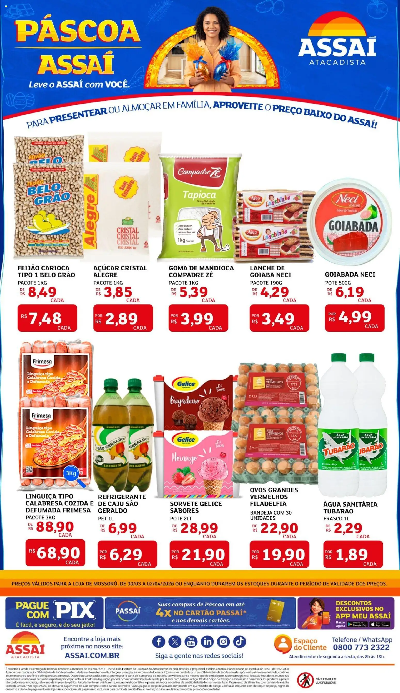 Assaí Atacadista Folheto - válido de 30.03.2026 | Página: 1 | Produtos: Feijão, Base, Sorvete, Goiabada