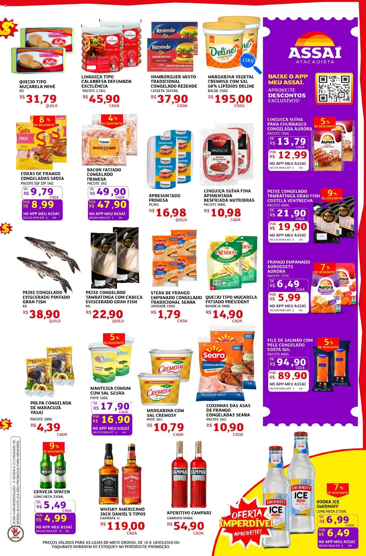 Assaí Atacadista Folheto - válido de 16.03.2026 | Página: 3 | Produtos: Salmão, Queijo, Carne de frango, Muçarela
