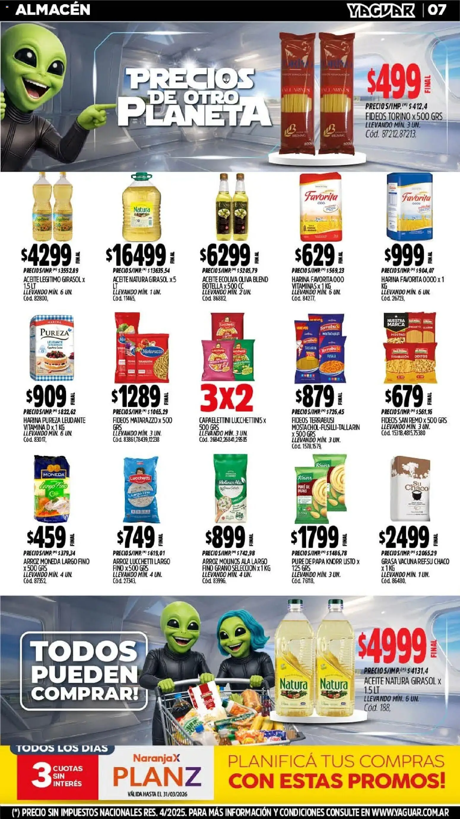 Yaguar - Oferta Semanal Chaco │ válido desde el 09.03.2026 | Página: 7 | Productos: Botella, Harina, Papa, Fideos