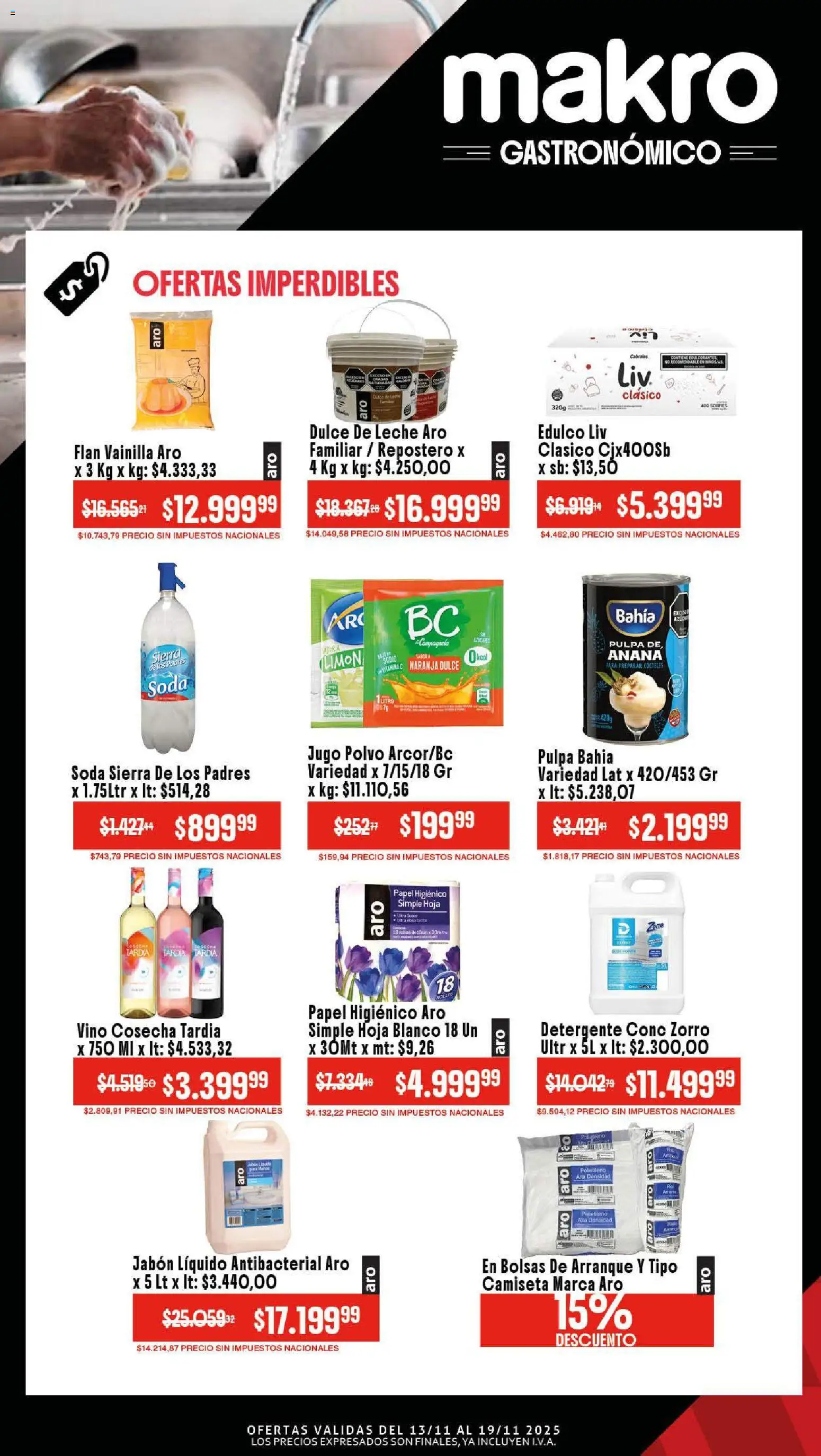 Makro ofertas │ válido desde el 13.11.2025 | Página: 4 | Productos: Jabón líquido, Dulce de leche, Ananá, Jugo