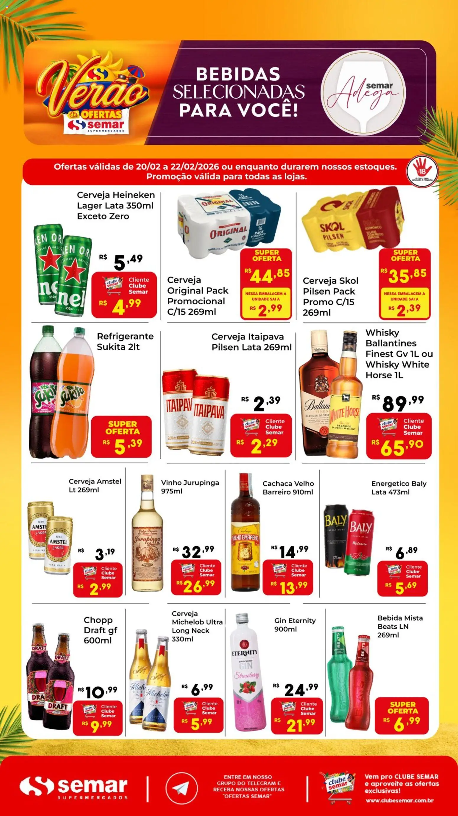 Semar Supermercado Folheto - válido de 20.02.2026 | Página: 1 | Produtos: Energético, Cachaça, Whisky, Heineken