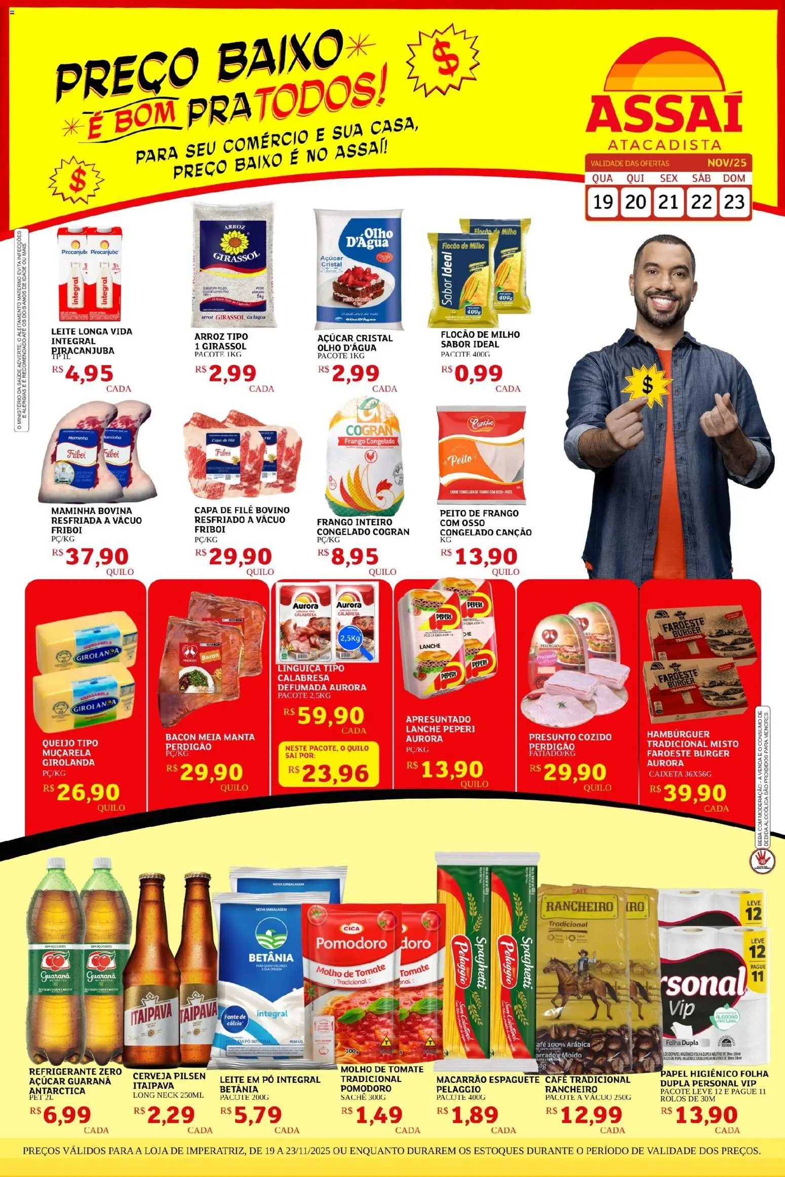 Assaí Atacadista Folheto - válido de 19.11.2025 | Página: 1 | Produtos: Pó, Hambúrguer, Papel higiênico, Peito de frango