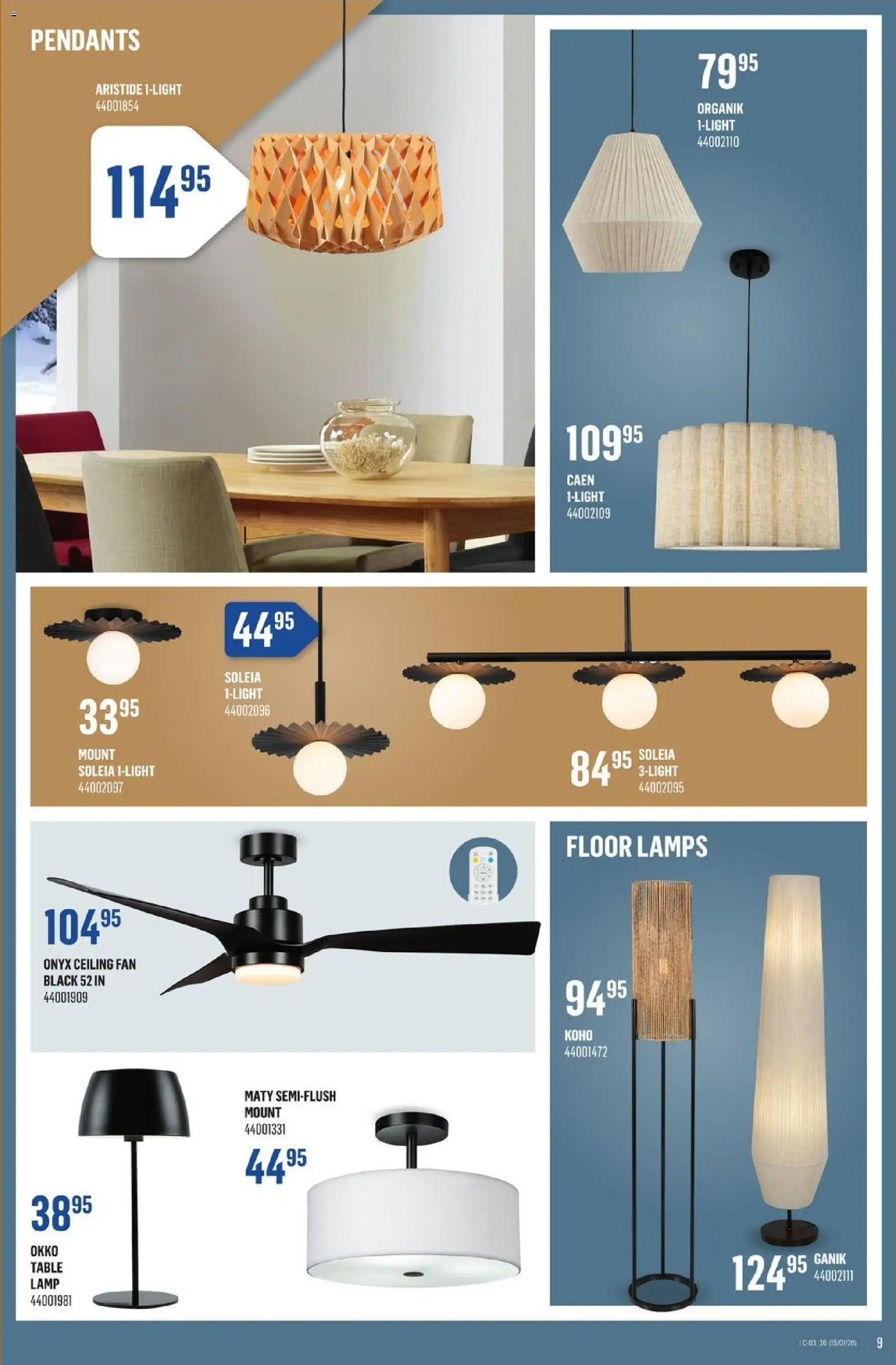 Canac flyer valid from 15.01.2026 | Page: 9 | Products: Fan, Table, Lamp