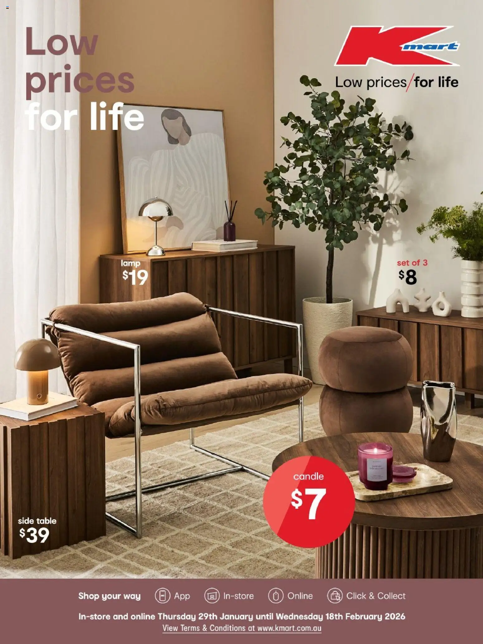 Kmart catalogue - valid from 29.01.2026 | Page: 1 | Products: Table, Lamp, Candle