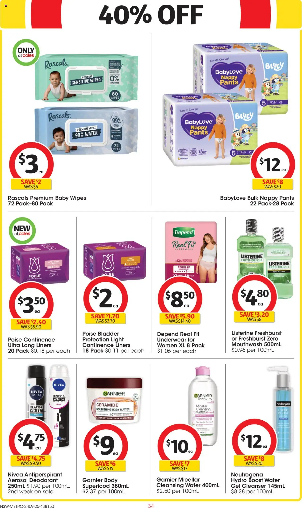 Coles catalogue - valid from 24.09.2025 | Page: 34 | Products: Fragrance, Body butter, Pants, Underwear