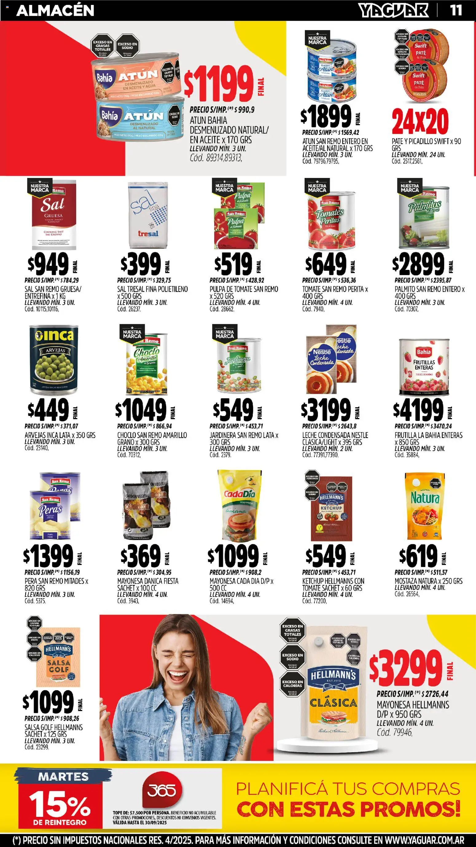 Yaguar - Santa Fe │ válido desde el 27.10.2025 | Página: 11 | Productos: Choclo, Arvejas, Agua, Tomates
