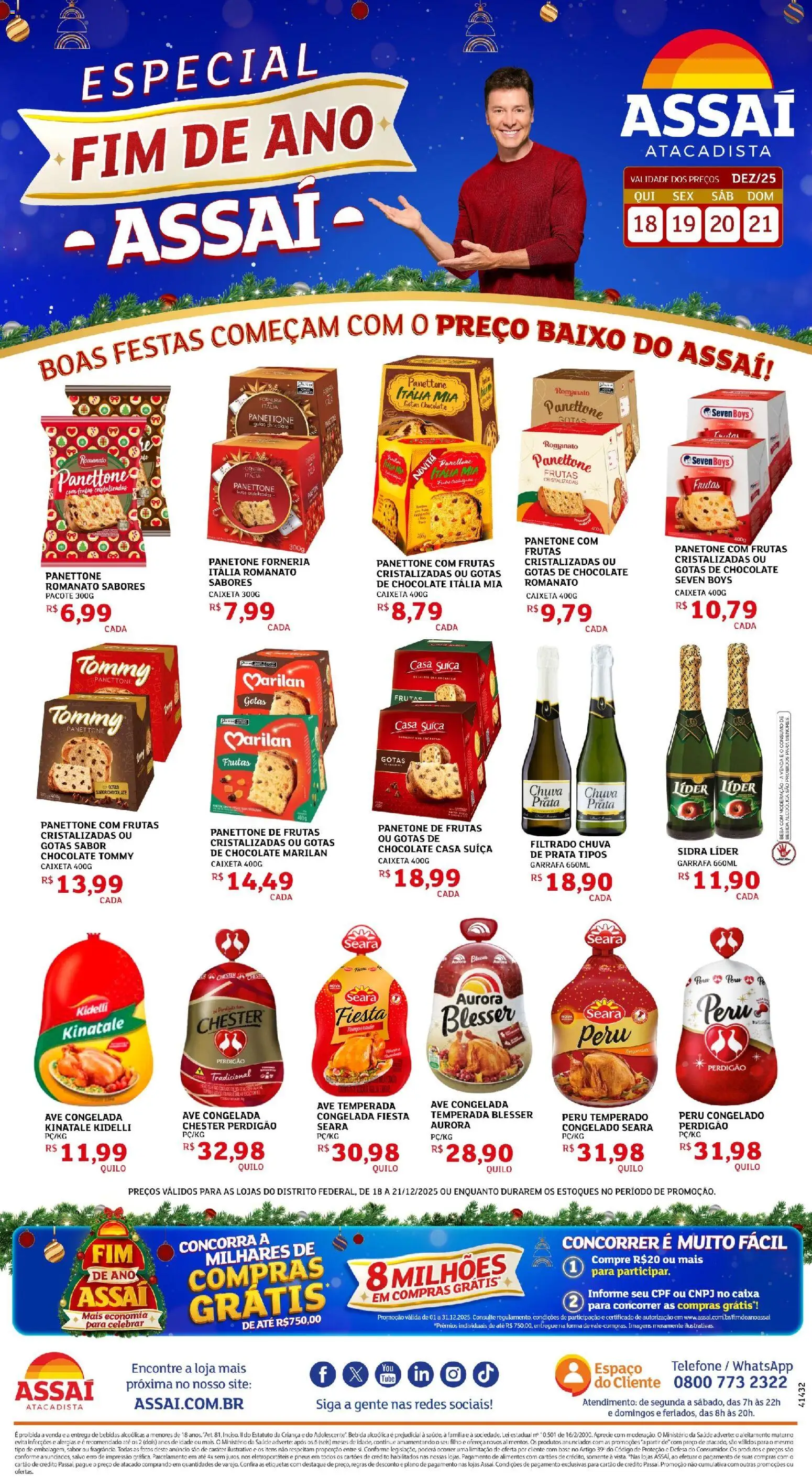 Assaí Atacadista Folheto - válido de 18.12.2025 | Página: 1 | Produtos: Panettone Itália Mia, Bebida, Telefone, Frutas cristalizadas