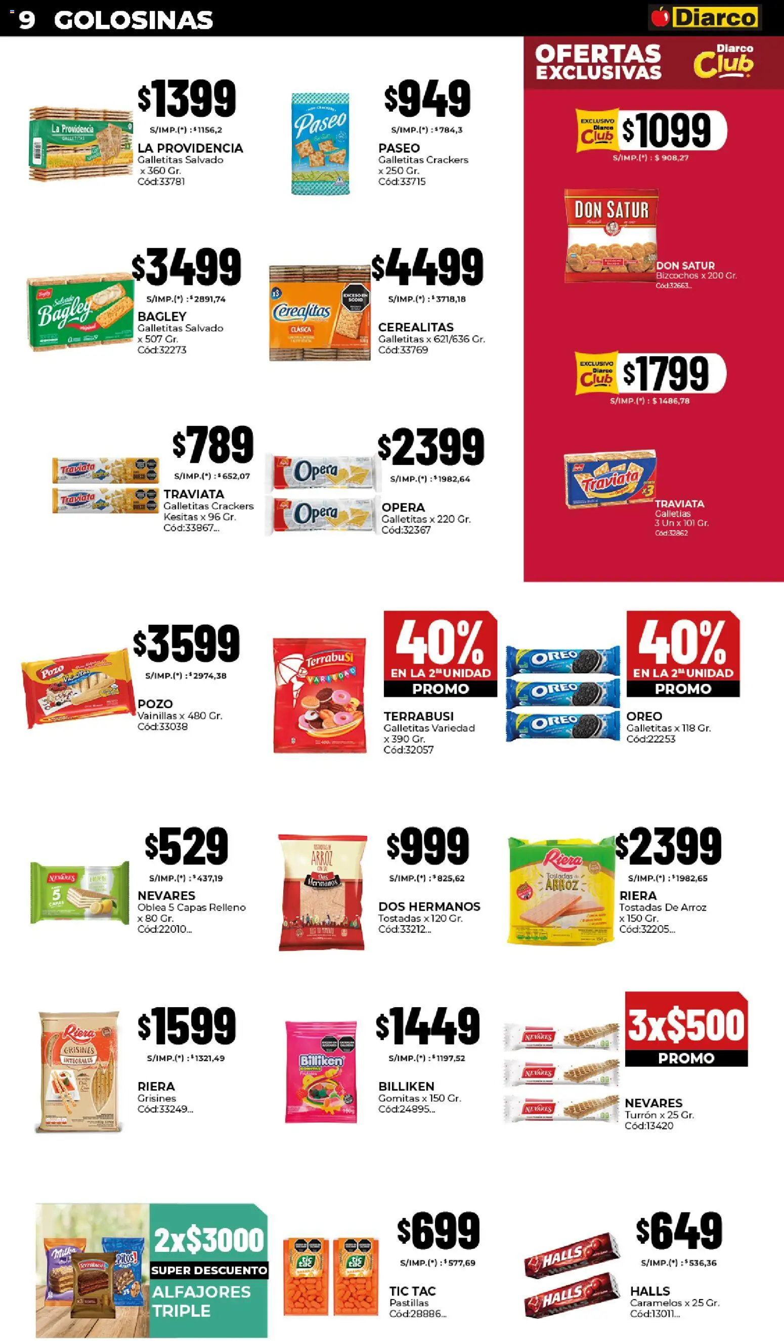 Diarco - Ofertas Pueblo Interior │ válido desde el 30.03.2026 | Página: 9 | Productos: Galletitas, Torta, Turrón, Golosinas