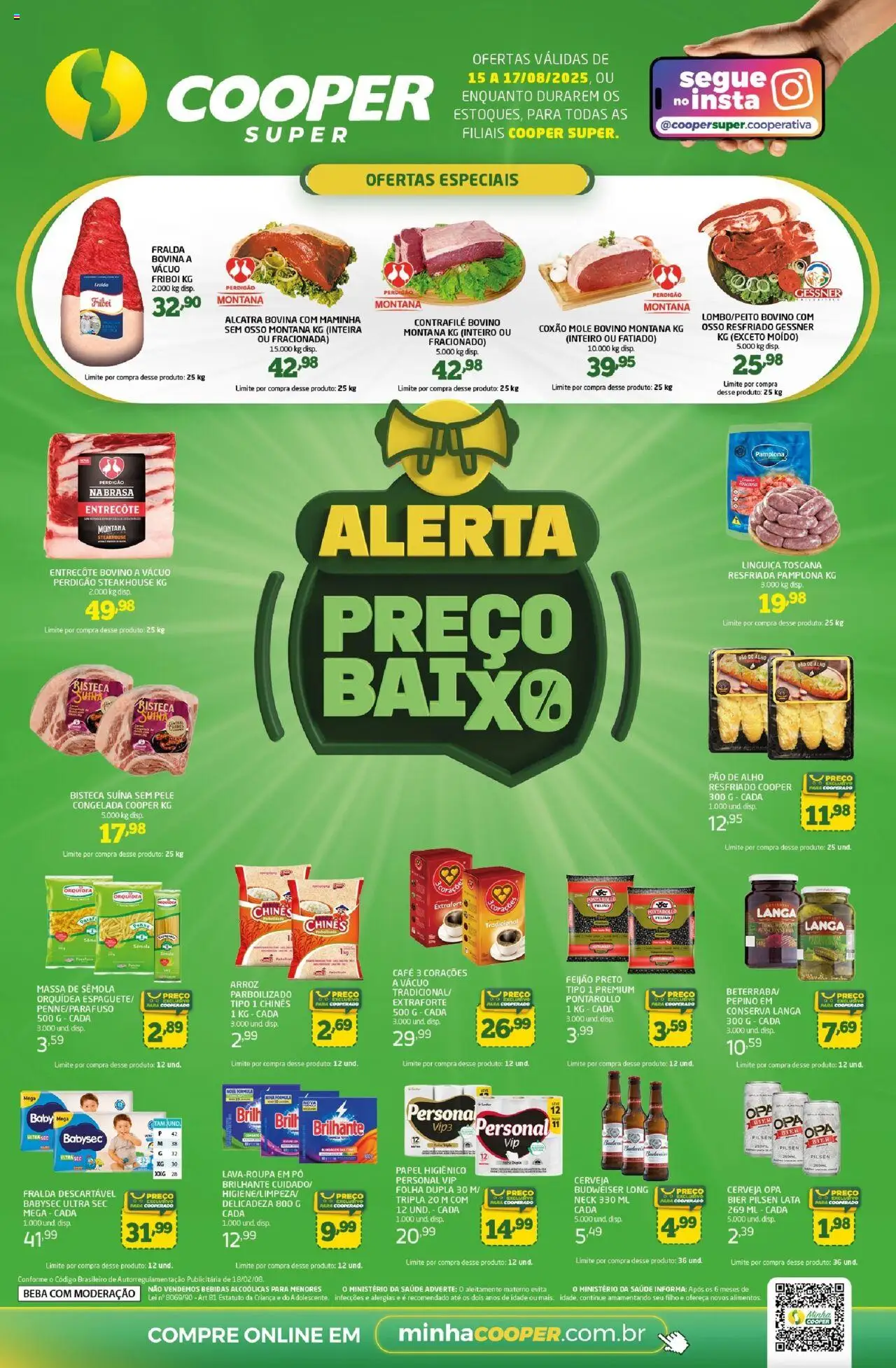 Cooper Folheto - válido de 15.08.2025 | Página: 1 | Produtos: Pó, Pão, Cerveja, Massa