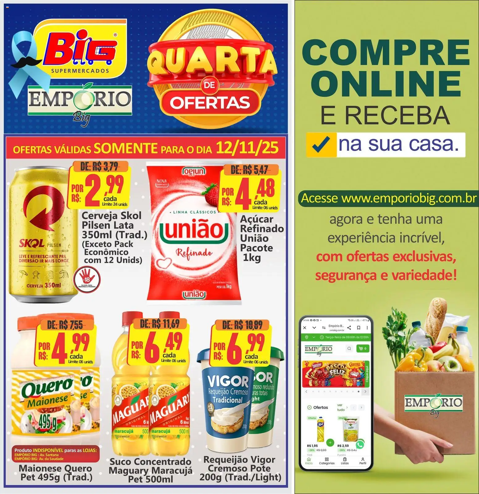 Big Supermercados Folheto - válido de 12.11.2025 | Página: 1 | Produtos: Maracujá, Cerveja, Açúcar, Maionese