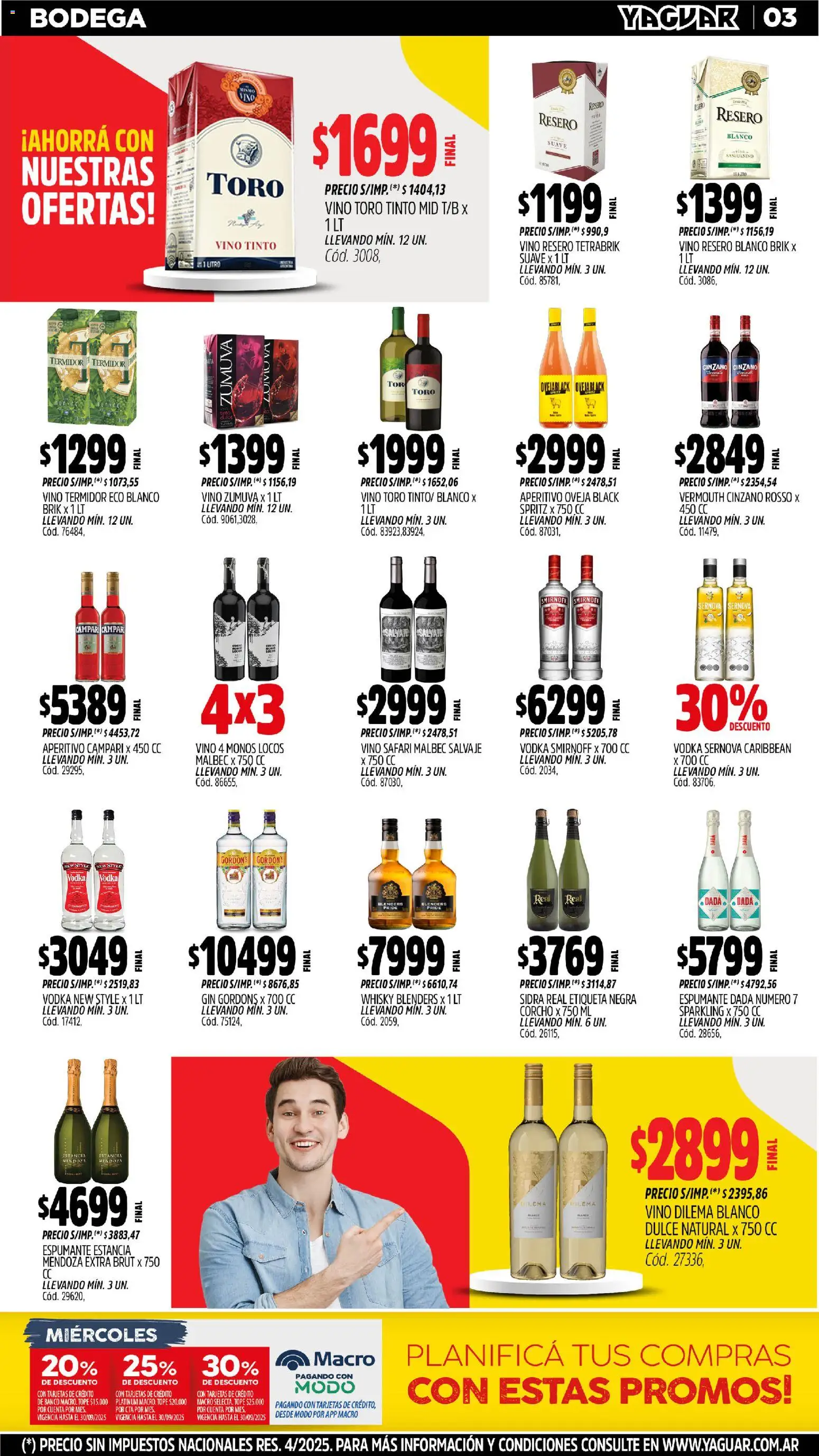 Yaguar - José C. Paz │ válido desde el 27.10.2025 | Página: 3 | Productos: Whisky, Banco, Gin, Vino