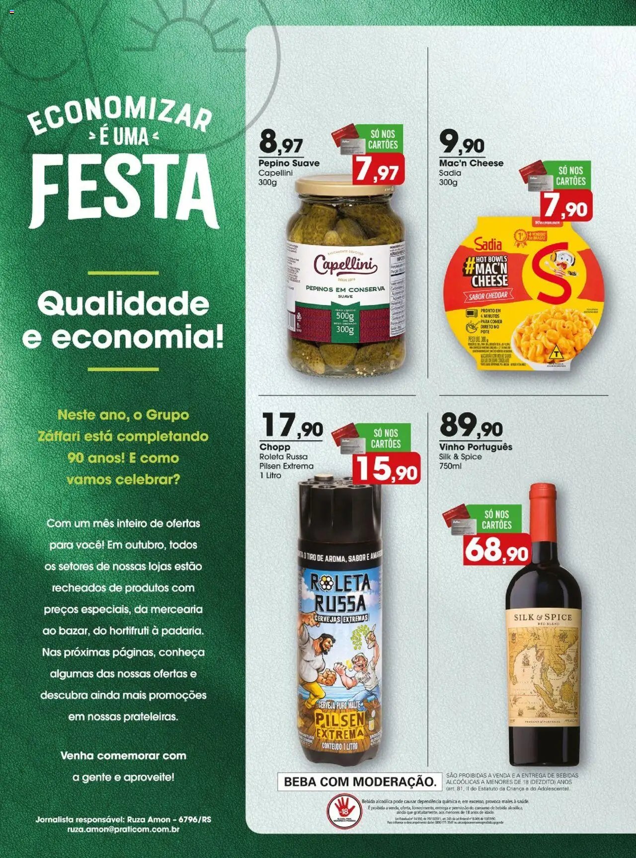 Zaffari Folheto - válido de 26.09.2025 | Página: 2 | Produtos: Vinho, Cheddar, Pepinos, Bebida