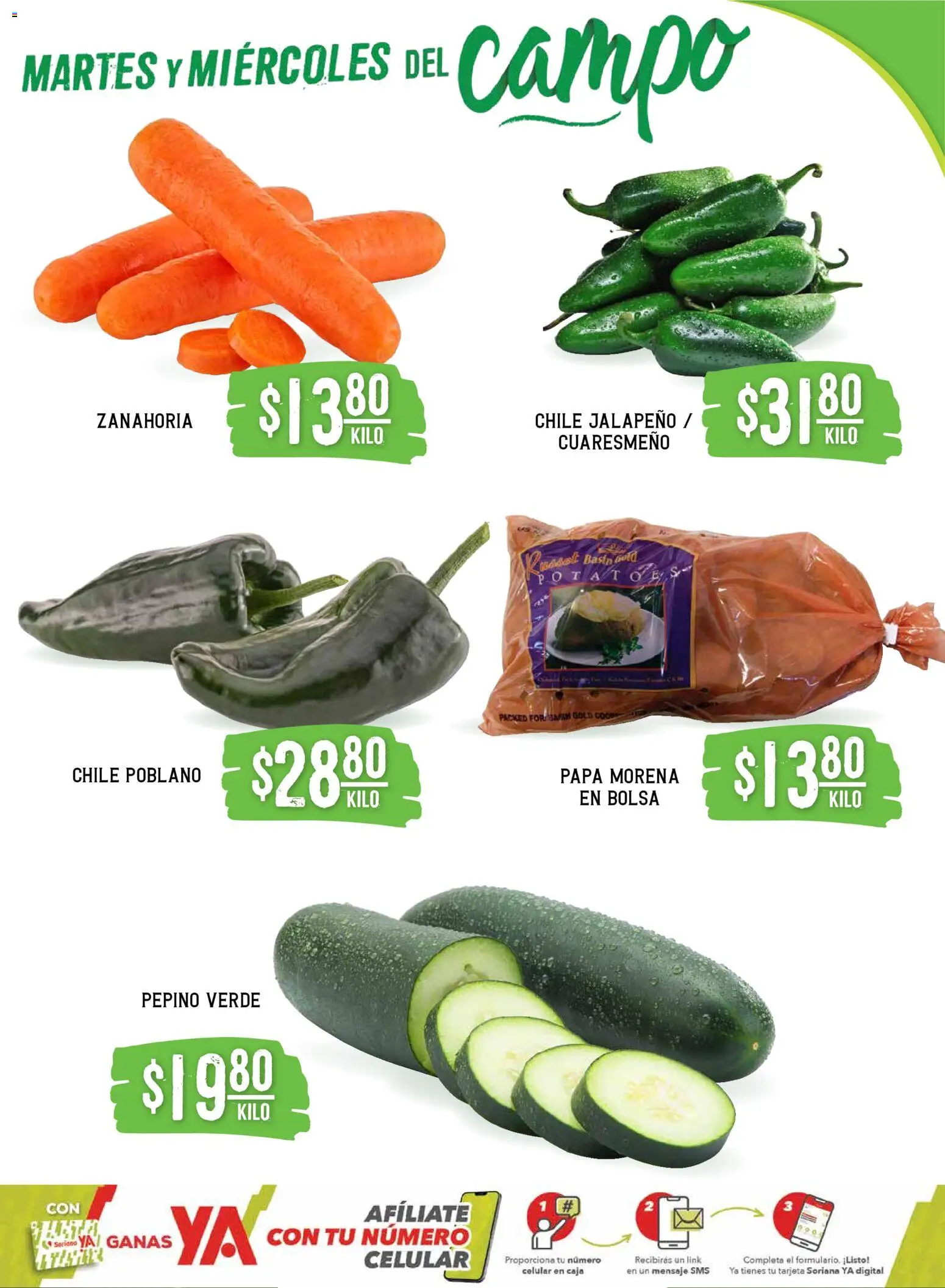 Nuevas ofertas de Soriana válidas en toda la República Mexicana desde el 10.12.2025. ¡Encuentra las mejores ofertas en Soriana - Martes y Miércoles del Campo Súper: Saltillo y Torreón! | Página: 3 | Productos: Papa, Bolsa, Caja, Zanahoria