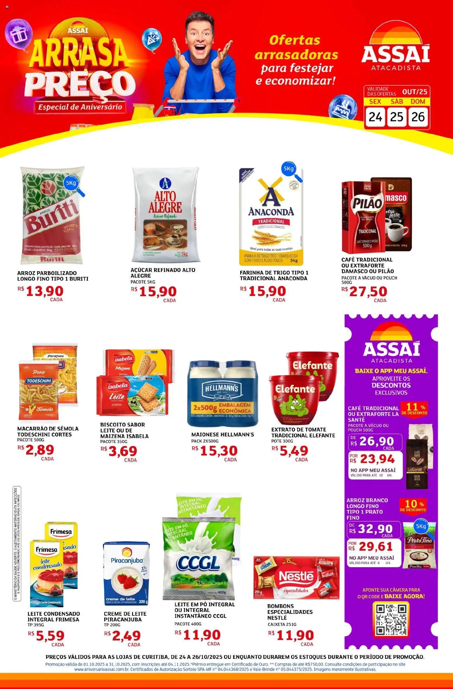 Assaí Atacadista Folheto - válido de 24.10.2025 | Página: 1 | Produtos: Ferro, Farinha de trigo, Leite, Creme