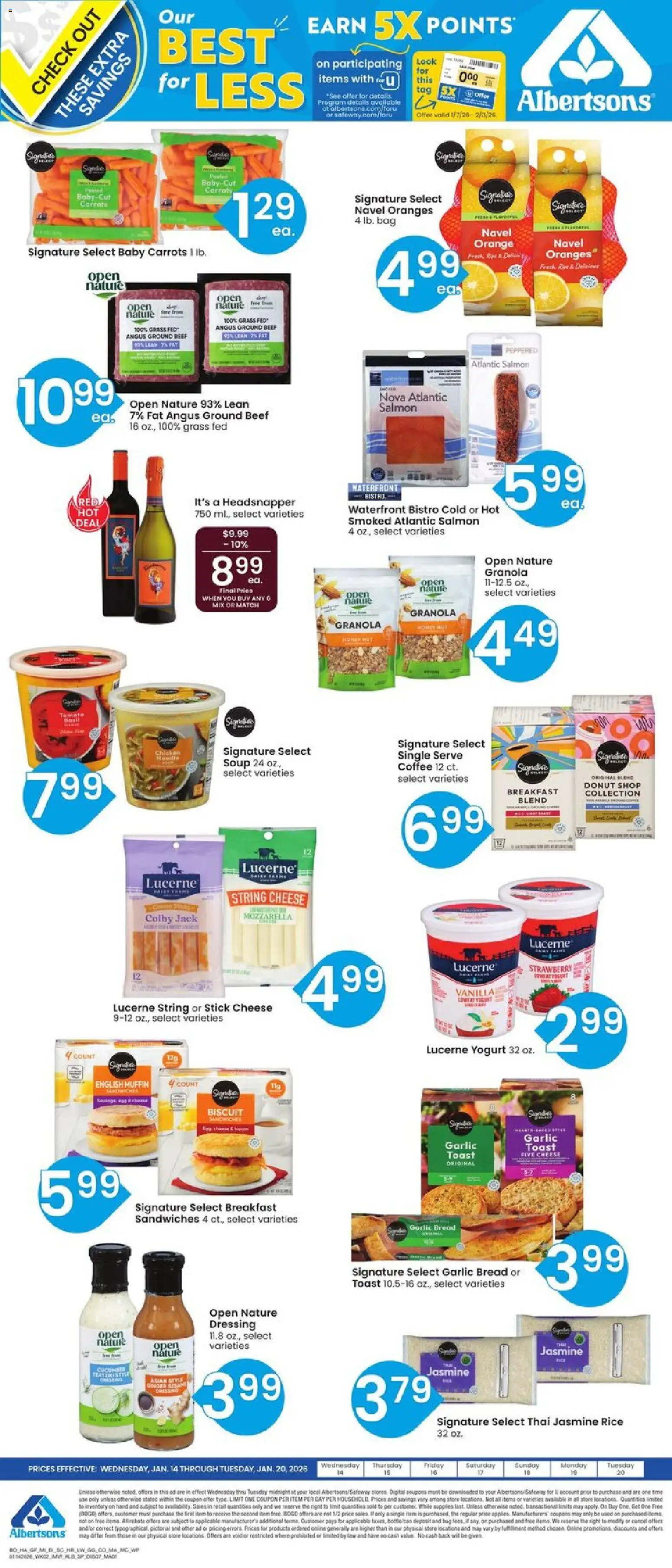 Albertsons Specialty Publication - valid from 14.01.2026 | Page: 1 | Products: Coffee, Beef, Garlic, Muffin