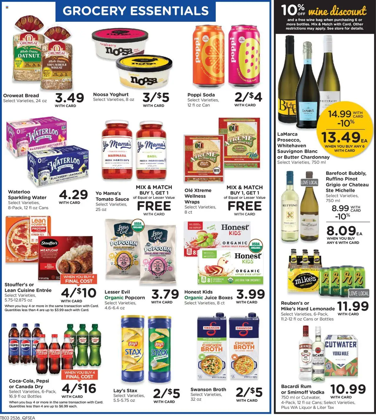 QFC Weekly Ad - valid from 08.10.2025 | Page: 6 | Products: Wine, Water, Sauce, Nectarine