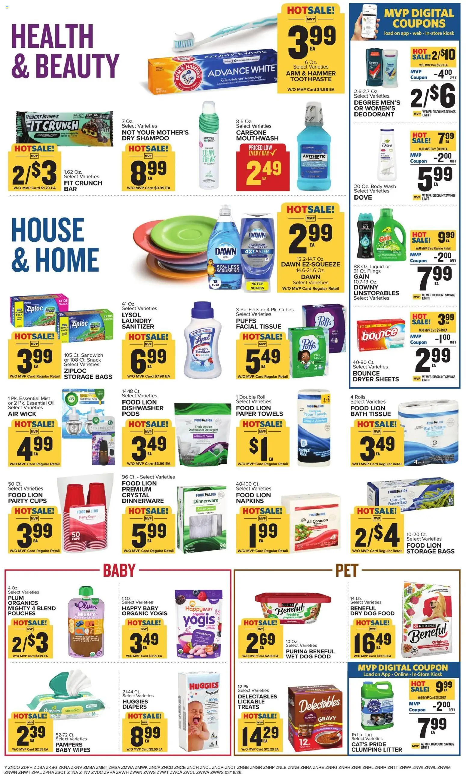 Food Lion Weekly Ad - valid from 18.03.2026 | Page: 13 | Products: Deodorant, Mouthwash, Chocolate Chip, Freezer