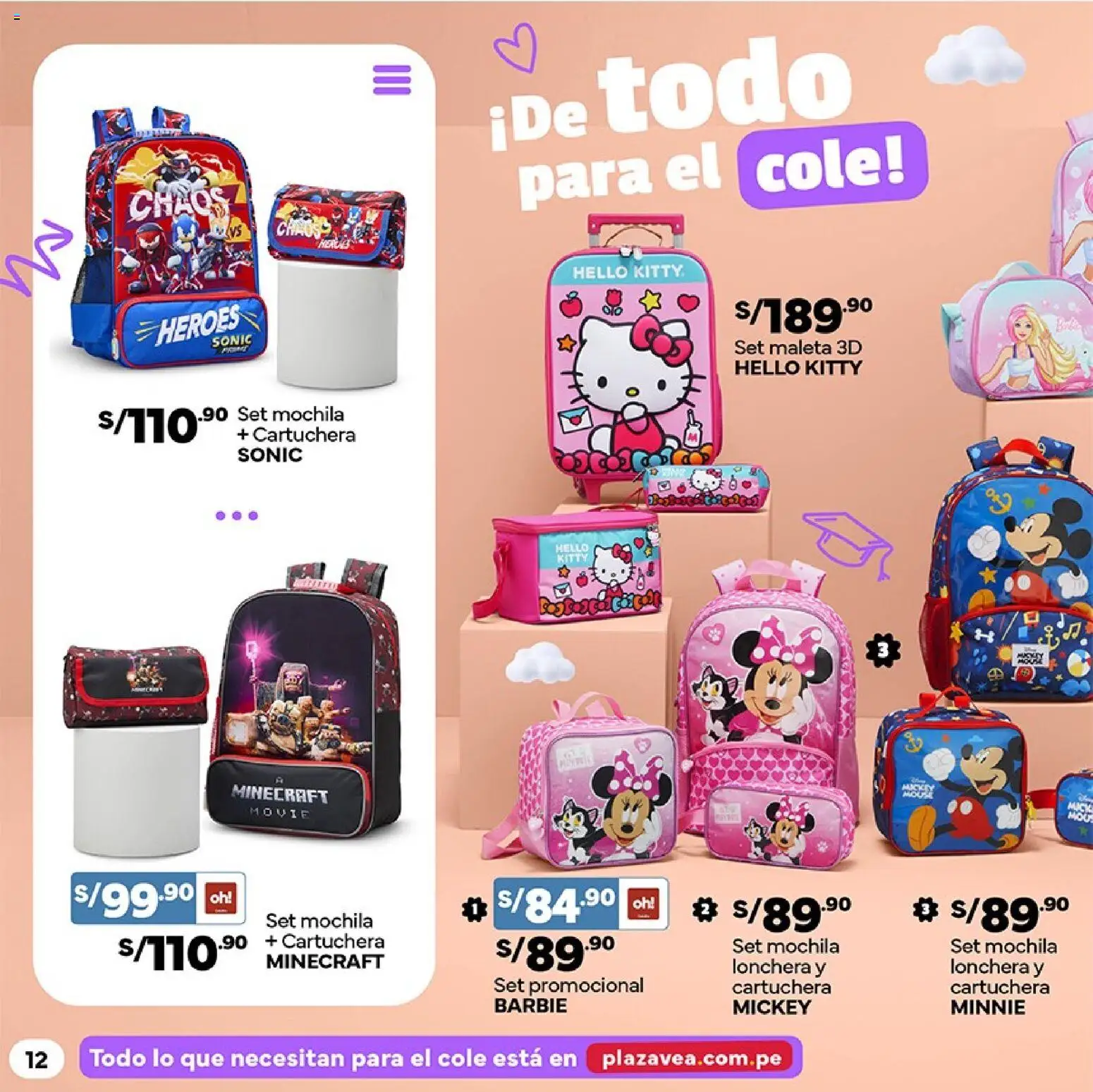Catálogo Plaza Vea válido desde 02.02.2026 | Página: 12 | Productos: Mochila, Maleta