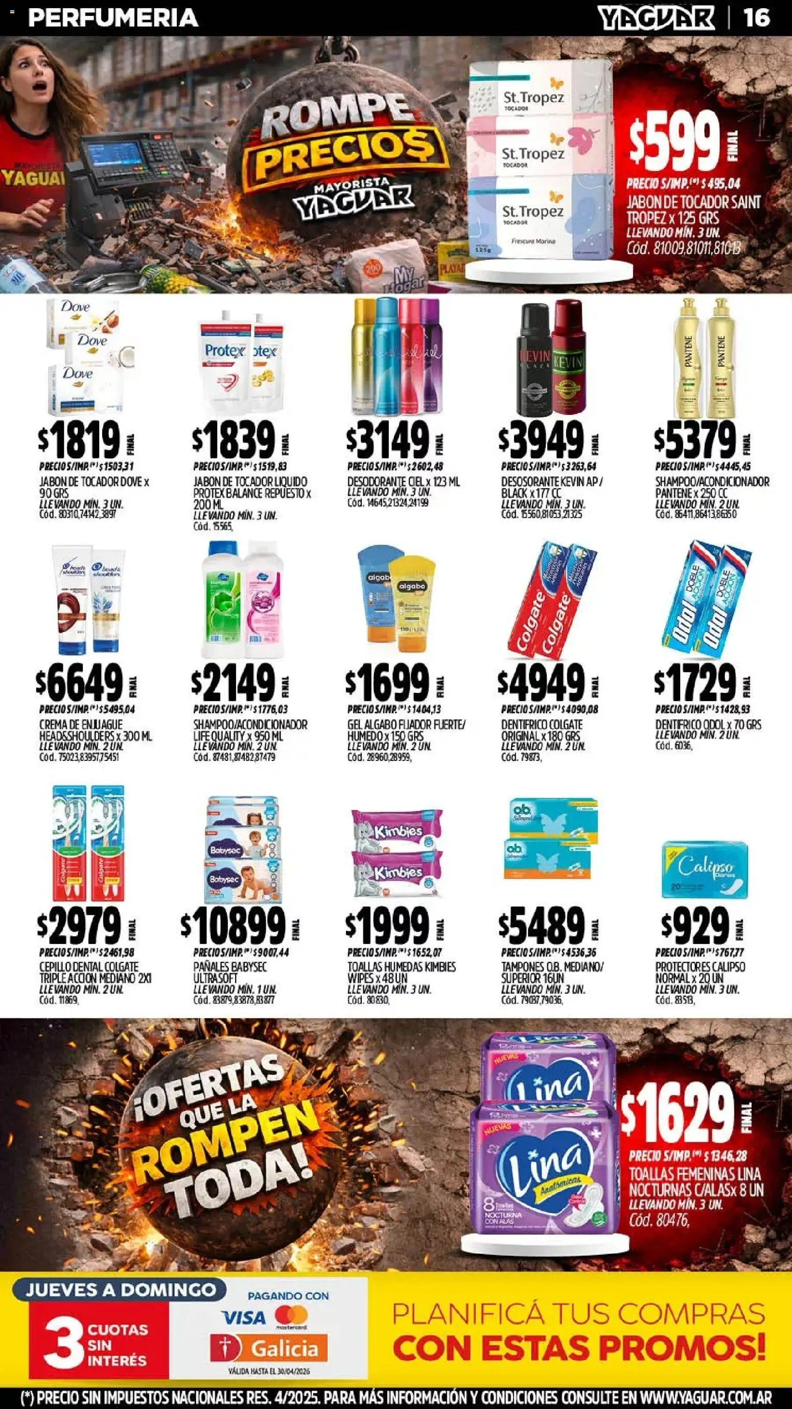 Yaguar - Oferta Semanal Santa Fé │ válido desde el 13.04.2026 | Página: 16 | Productos: Toallas, Fijador, Jabón, Desodorante