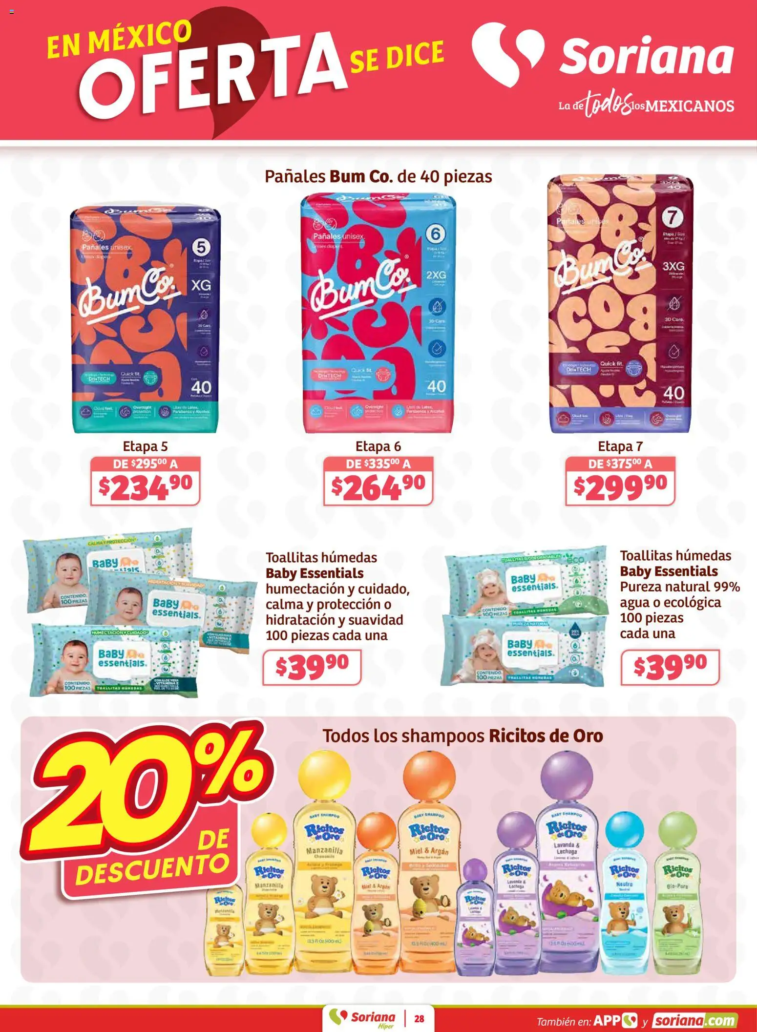 Nuevas ofertas de Soriana válidas en toda la República Mexicana desde el 15.01.2026. ¡Encuentra las mejores ofertas en Soriana - Preciazazaso Híper: Camp, Chia, Oax, Q. Roo, Tab, Yuc! | Página: 28 | Productos: Agua, Toallitas húmedas, Lechuga, Pañales