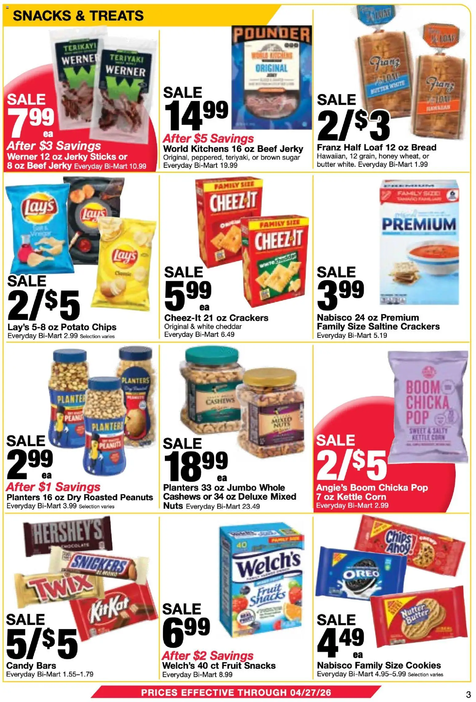 Bi-Mart Membership Savings Book - valid from 14.04.2026 | Page: 3 | Products: Butter, Chips, Sugar, Kettle