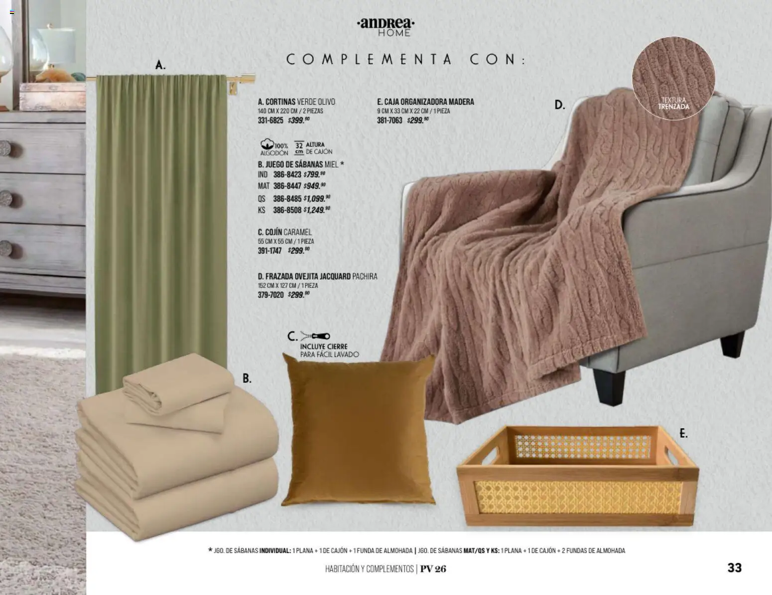 Nuevas ofertas de Andrea válidas en toda la República Mexicana desde el 25.01.2026. ¡Encuentra las mejores ofertas en Andrea catálogo Home! | Página: 33 | Productos: Juego, Algodón, Funda de almohada, Almohada