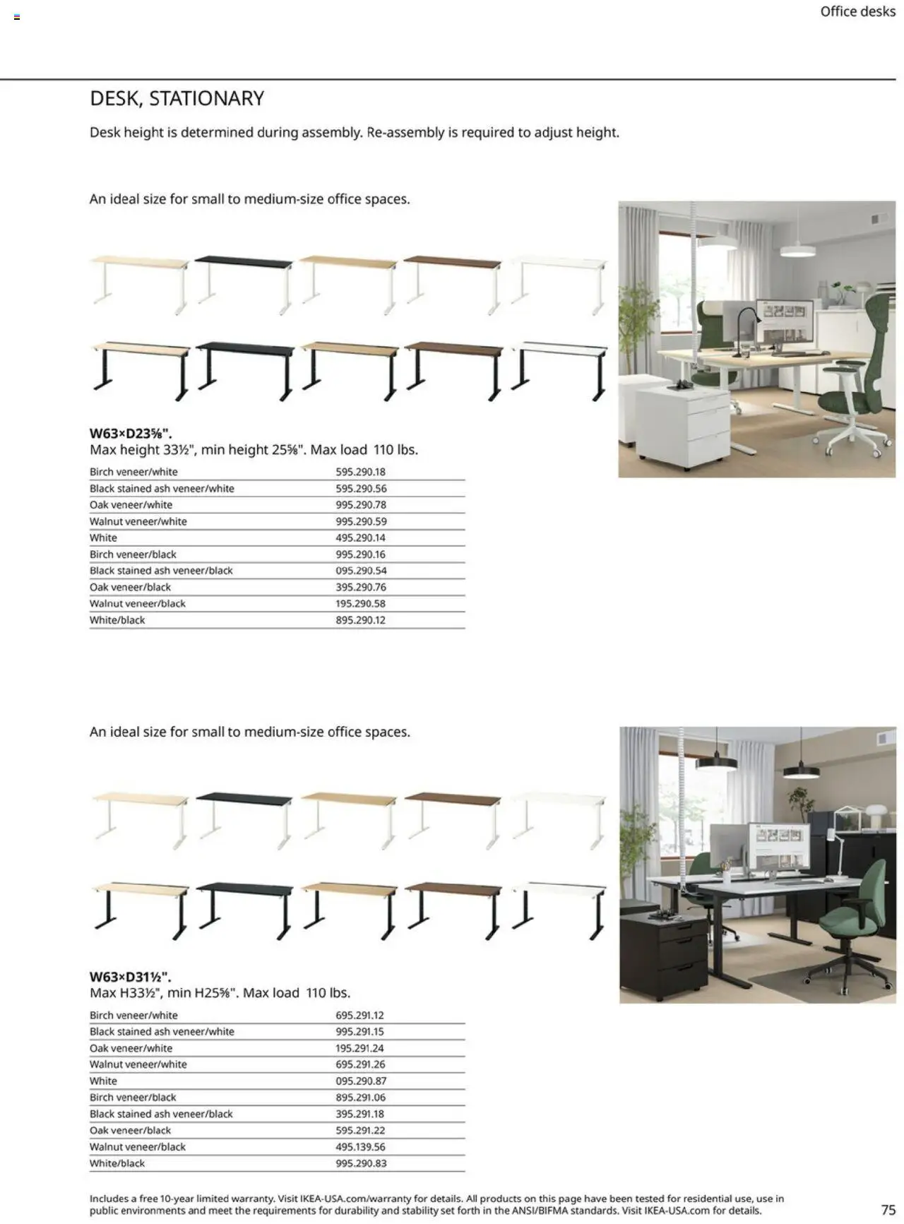 IKEA Office Brochure 2025 - valid from 01.03.2025 | Page: 75 | Products: Desk