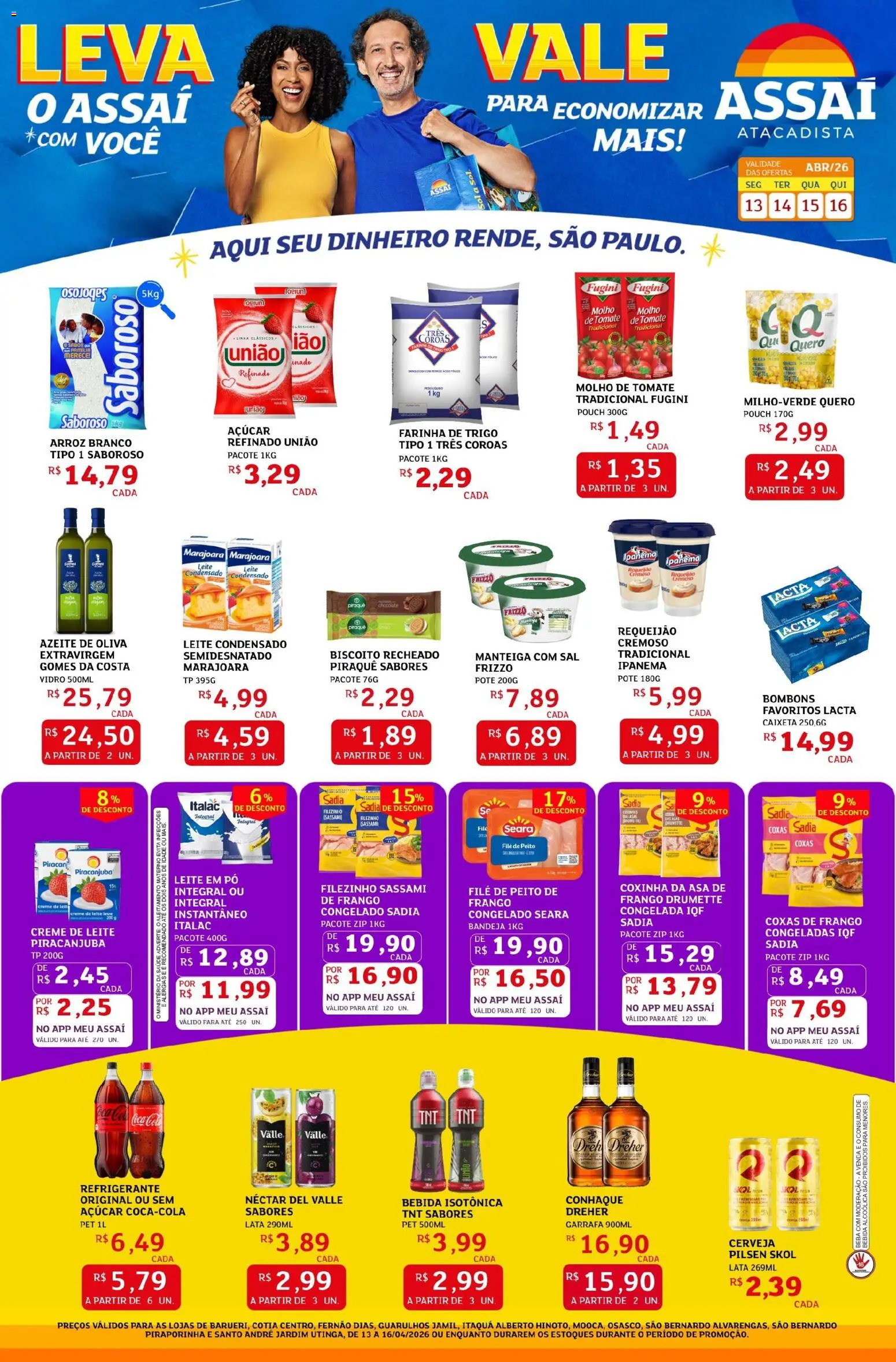 Assaí Atacadista Folheto - válido de 13.04.2026 | Página: 1 | Produtos: Manteiga, Bebida, Frango, Azeite