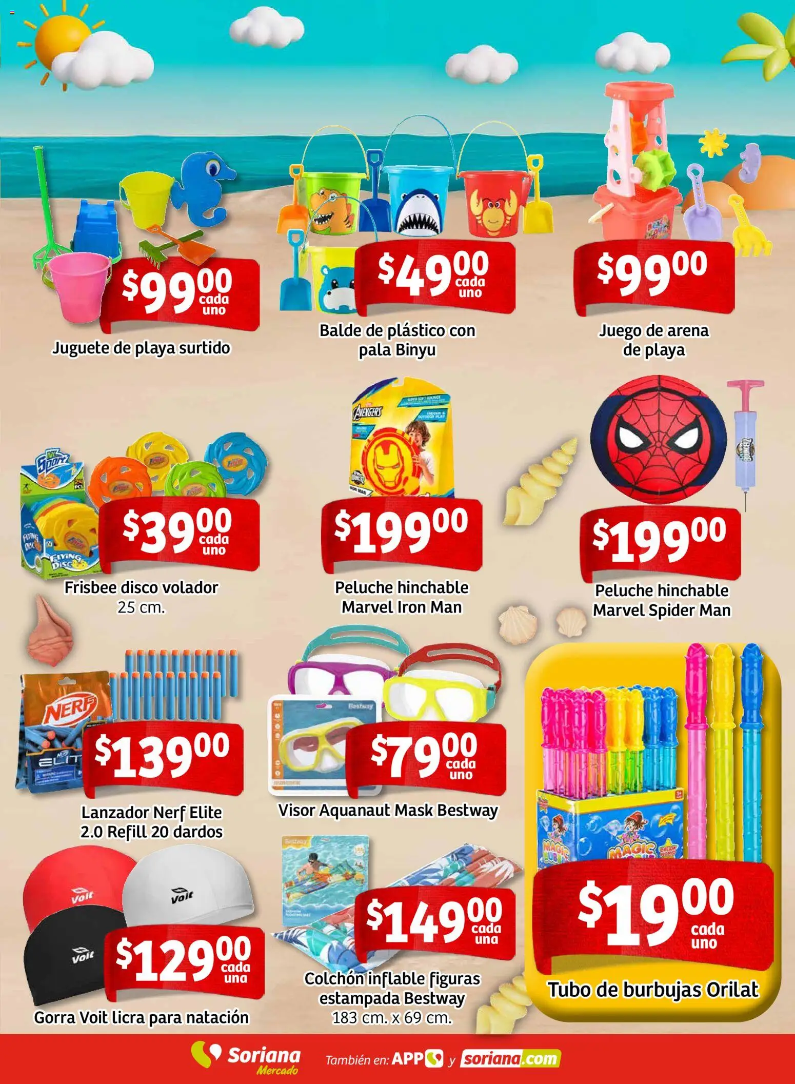 Nuevas ofertas de Soriana válidas en toda la República Mexicana desde el 26.02.2026. ¡Encuentra las mejores ofertas en Soriana - Ahorros para disfrutar las vacaciones Mercado Nacional! | Página: 5 | Productos: Pala, Disco, Colchón inflable, Colchón