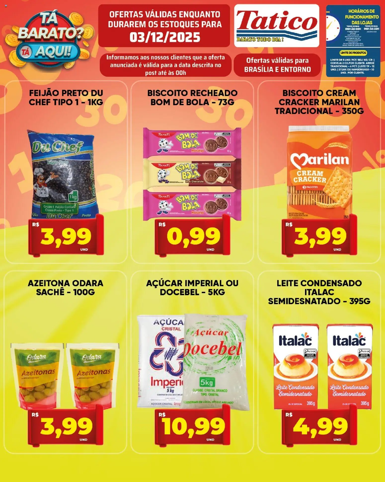 Tatico Folheto - válido de 03.12.2025 | Página: 11 | Produtos: Arroz, Açúcar, Cream cracker, Leite condensado