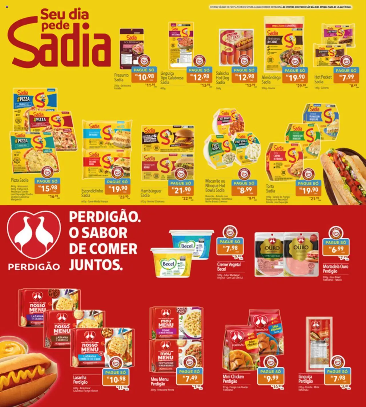 Supermercados Condor Folheto - válido de 25.07.2025 | Página: 14 | Produtos: Presunto, Mortadela, Macarrão, Escondidinho