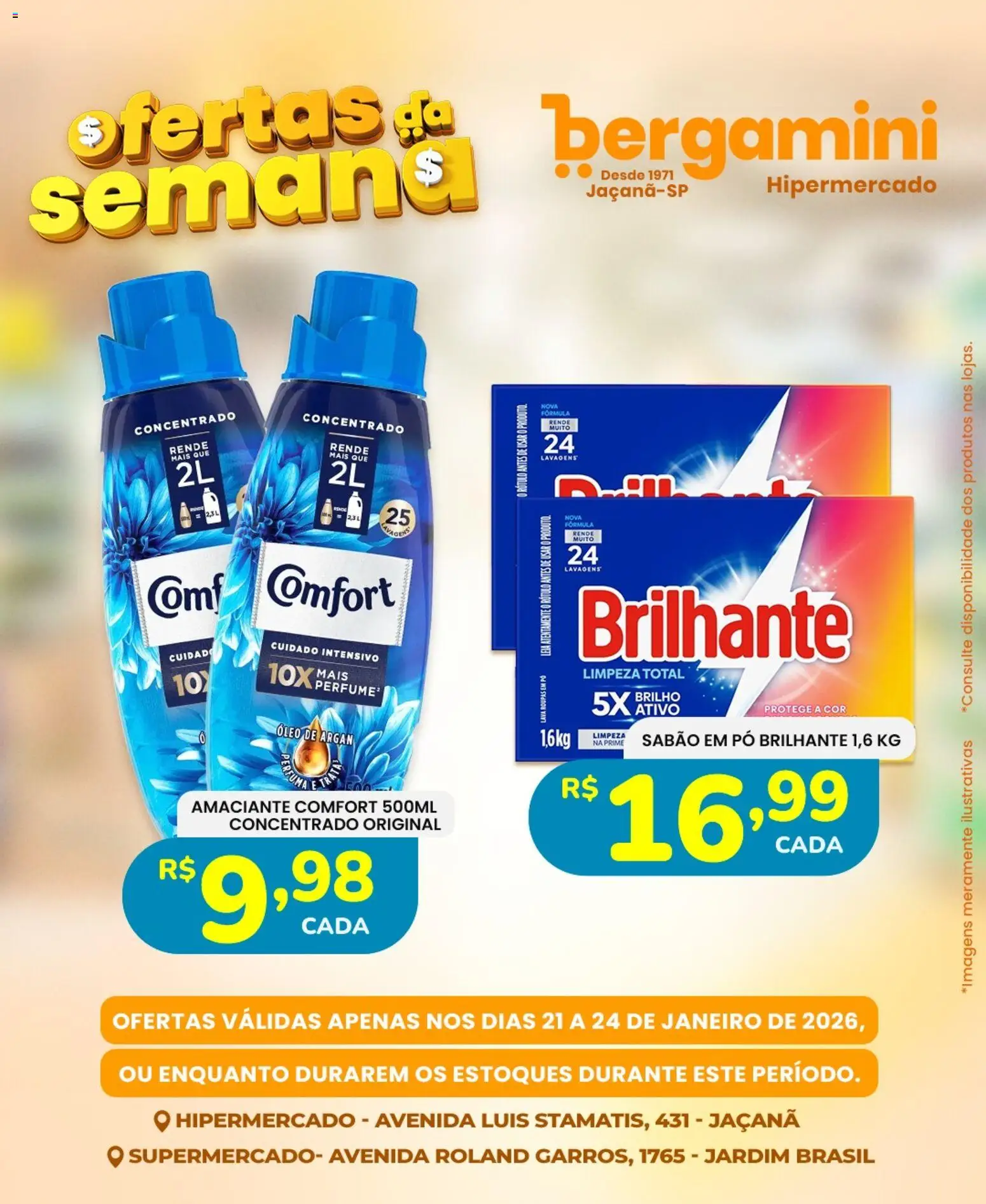 Supermercado Bergamini Folheto - válido de 21.01.2026 | Página: 7 | Produtos: Sabão, Óleo, Roupas, Amaciante