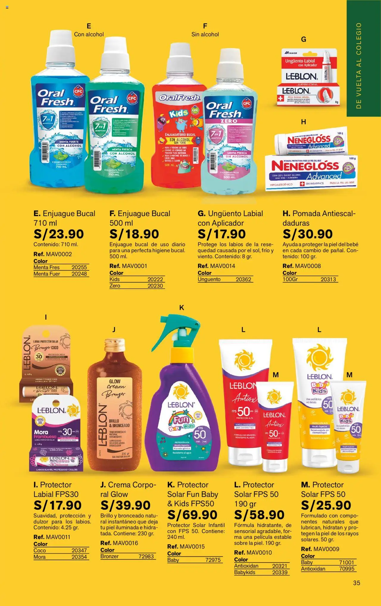 Catálogo Leonisa válido desde 24.06.2025 | Página: 35 | Productos: Protector solar, Enjuague bucal, Crema, Bronceador