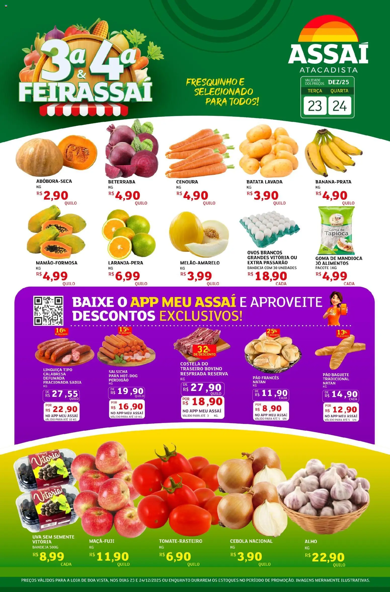 Assaí Atacadista Folheto - válido de 23.12.2025 | Página: 1 | Produtos: Beterraba, Linguiça, Pão, Batata