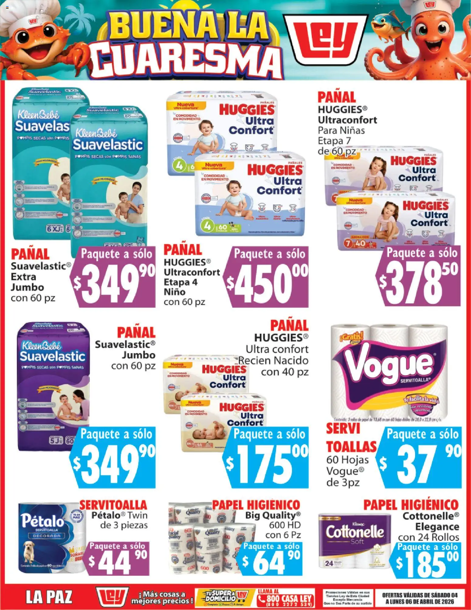 Nuevas ofertas de Casa Ley válidas en toda la República Mexicana desde el 04.04.2026. ¡Encuentra las mejores ofertas en Casa Ley folleto Buena la Cuaresma! | Página: 11 | Productos: Papel higiénico, Té, Toallas