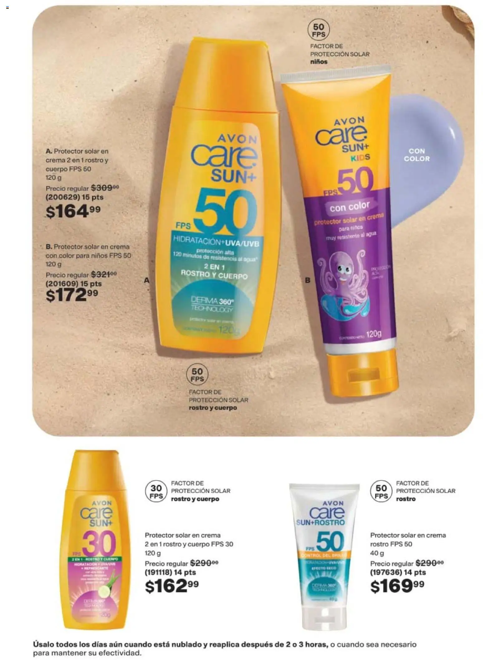 Nuevas ofertas de AVON válidas en toda la República Mexicana desde el 24.04.2026. ¡Encuentra las mejores ofertas en AVON campaña 7 2026! | Página: 167 | Productos: Crema, Agua, Protector solar