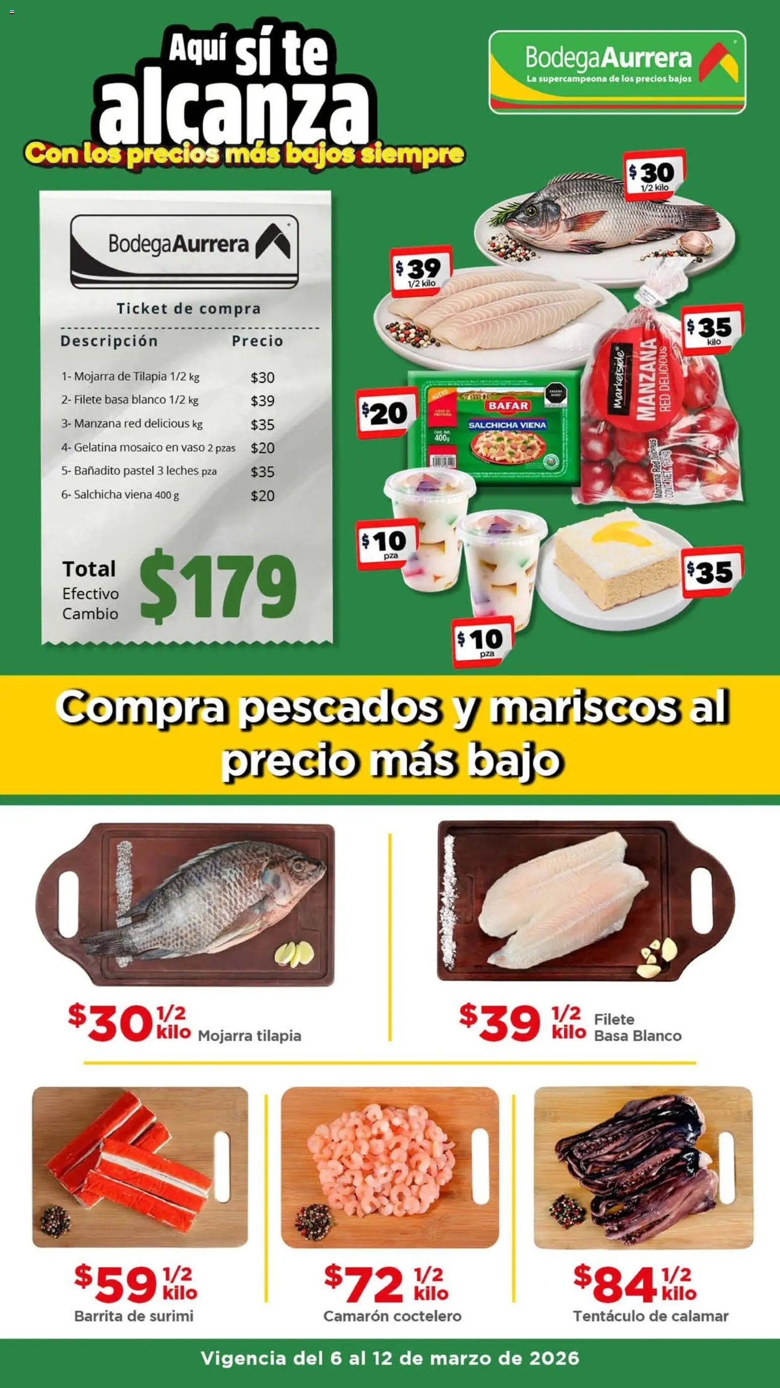Nuevas ofertas de Bodega Aurrerá válidas en toda la República Mexicana desde el 06.03.2026. ¡Encuentra las mejores ofertas en Bodega Aurrerá folleto Ofertas! | Página: 1 | Productos: Gelatina, Salchicha, Manzana, Té