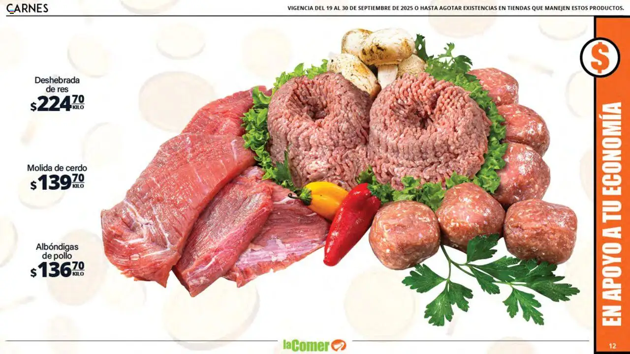 Nuevas ofertas de La Comer válidas en toda la República Mexicana desde el 19.09.2025. ¡Encuentra las mejores ofertas en La Comer - Folleto! | Página: 12 | Productos: Pollo, Cerdo, Res